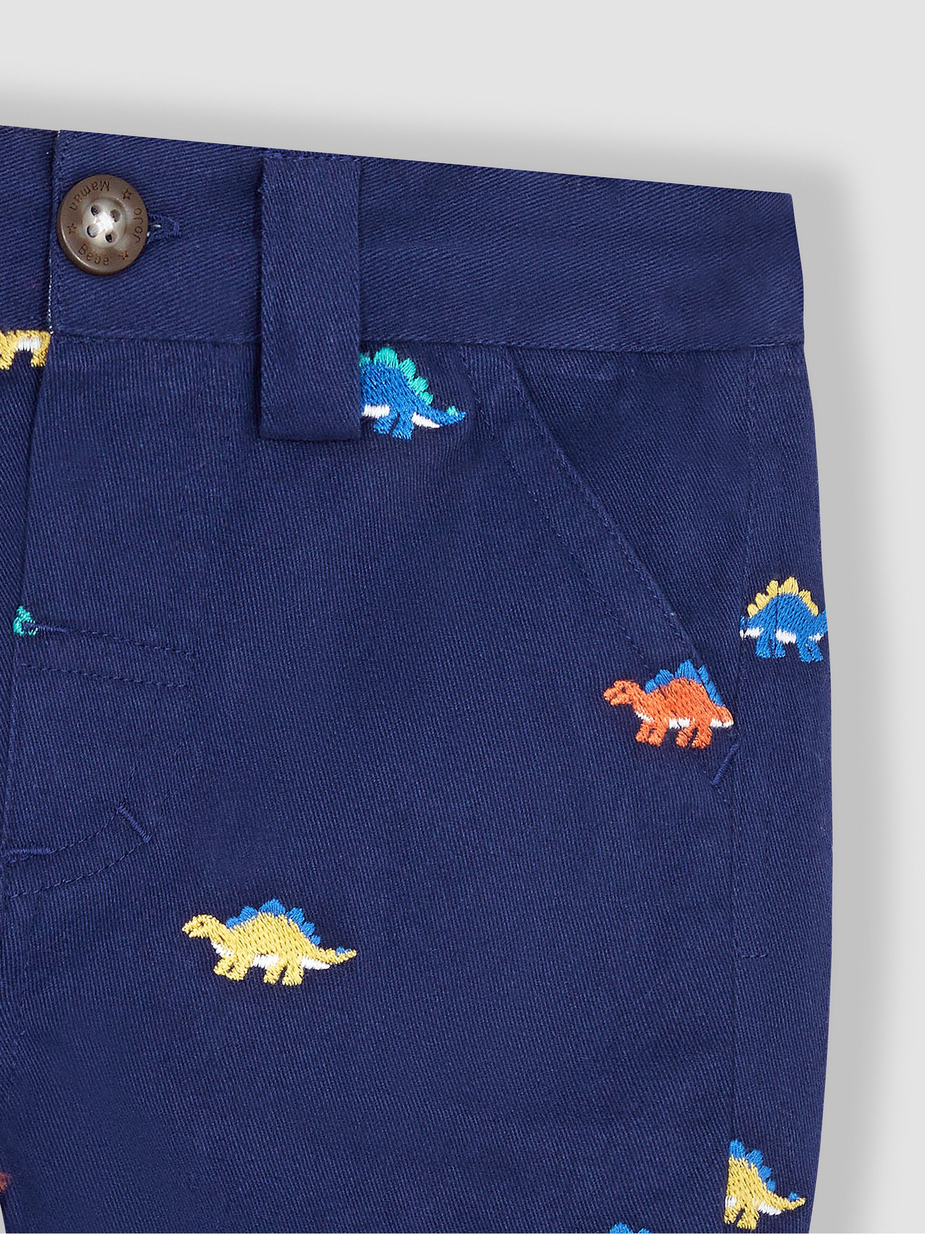 Navy Blue Stegosaurus Embroidered Twill Shorts - Image 2 of 3