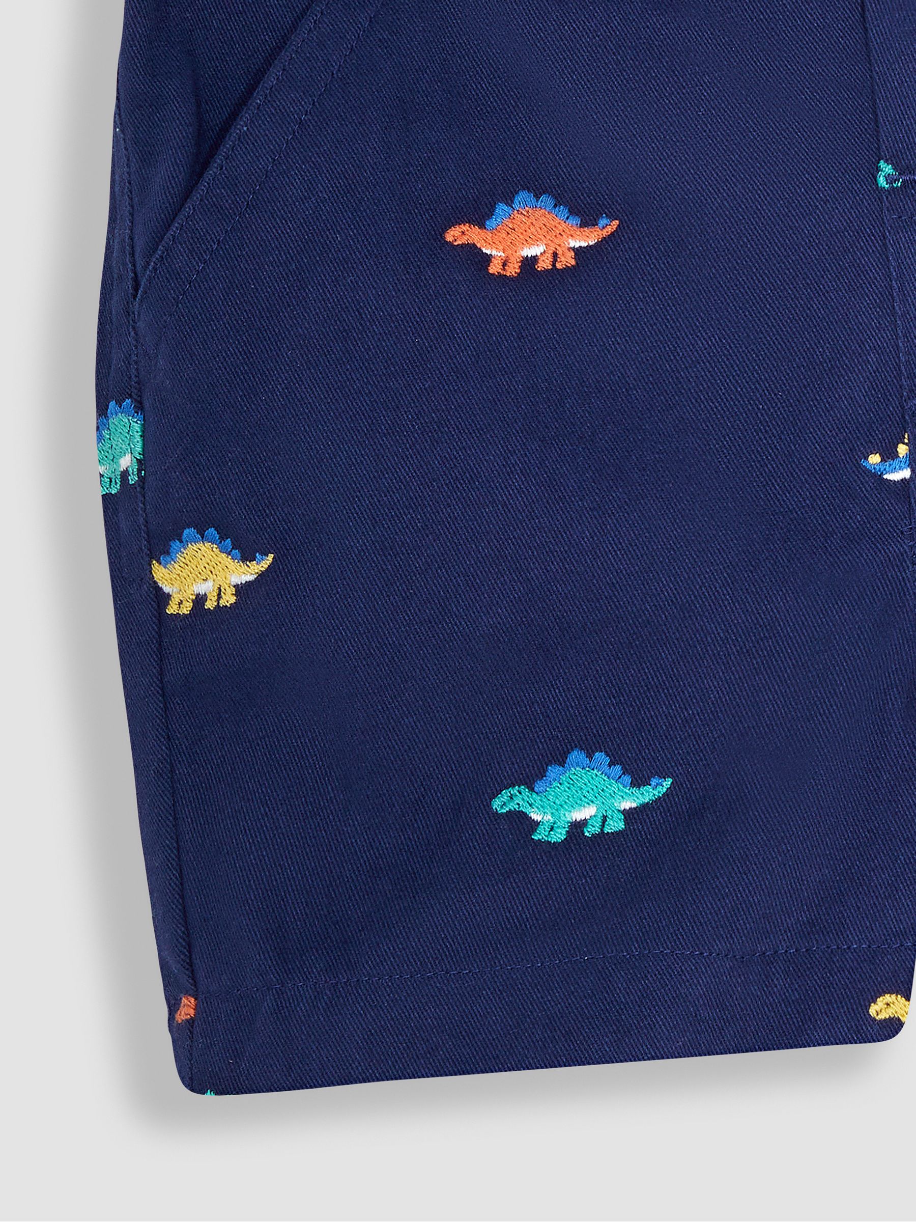 Navy Blue Stegosaurus Embroidered Twill Shorts - Image 3 of 3