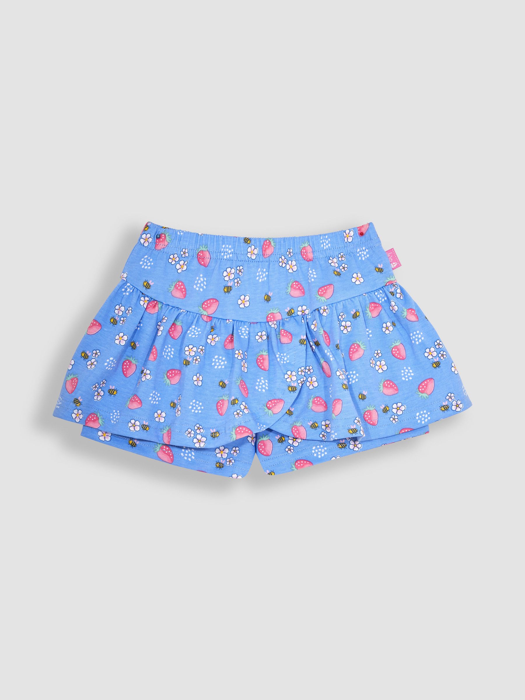 2-Piece Strawberry & Bee Smocked Top & Skort Set in Blue - Image 3 of 4