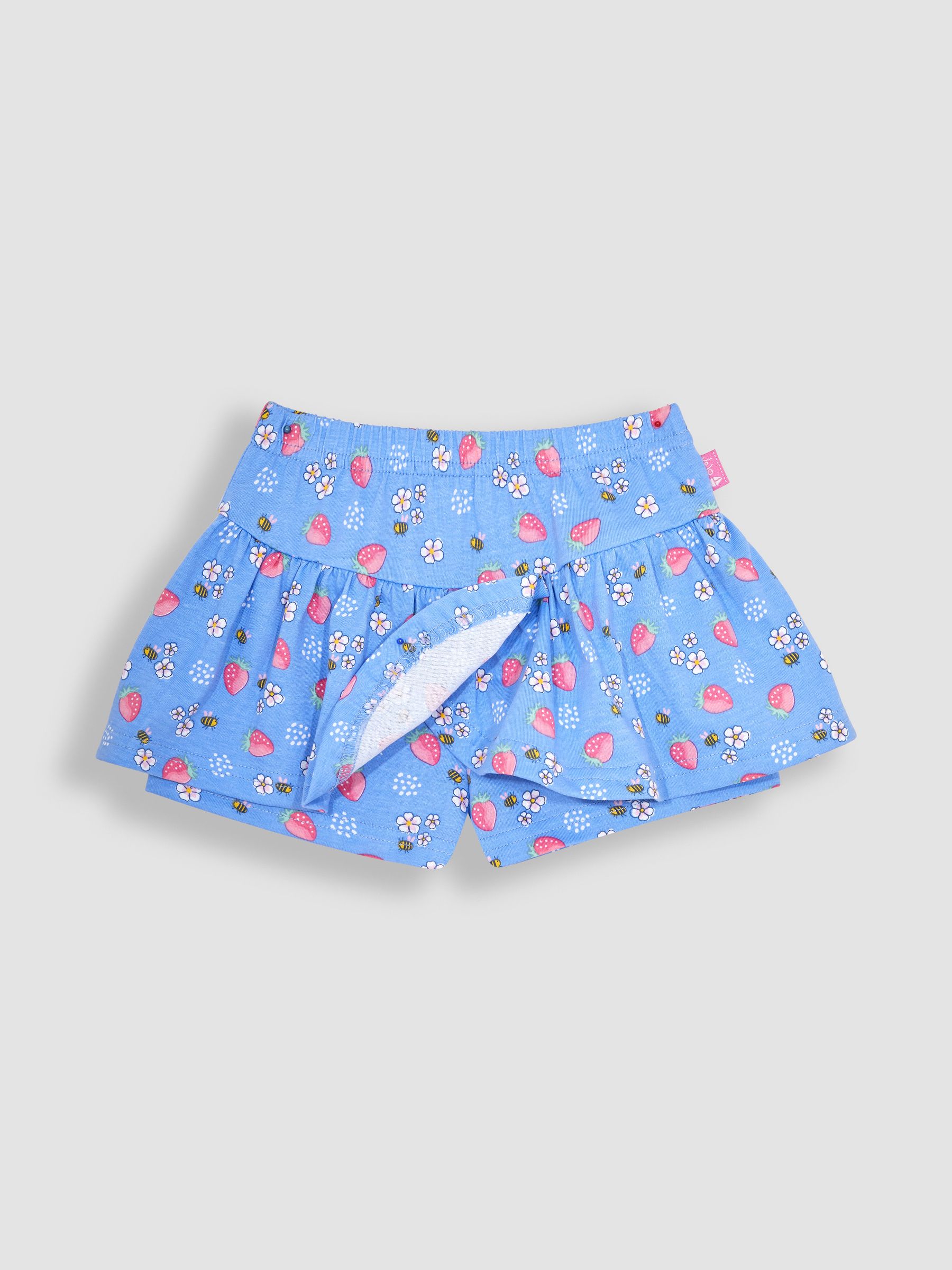2-Piece Strawberry & Bee Smocked Top & Skort Set in Blue - Image 4 of 4