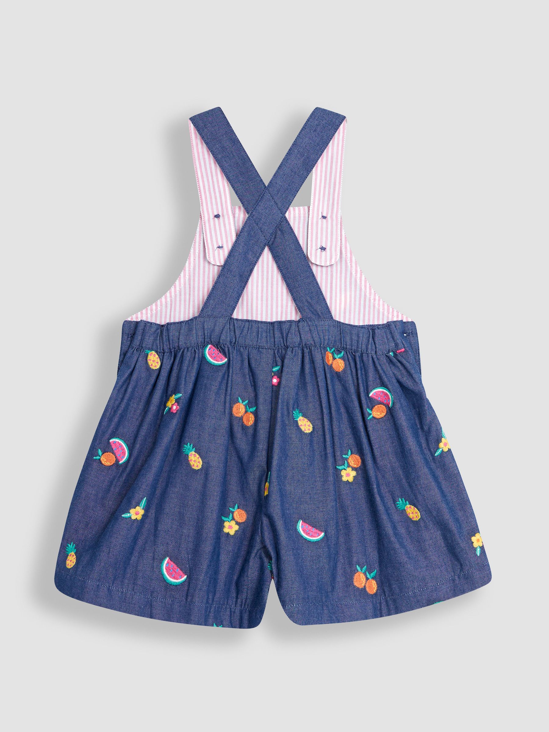Summer Fruits Embroidered Culotte Dungarees in Chambray - Image 2 of 3
