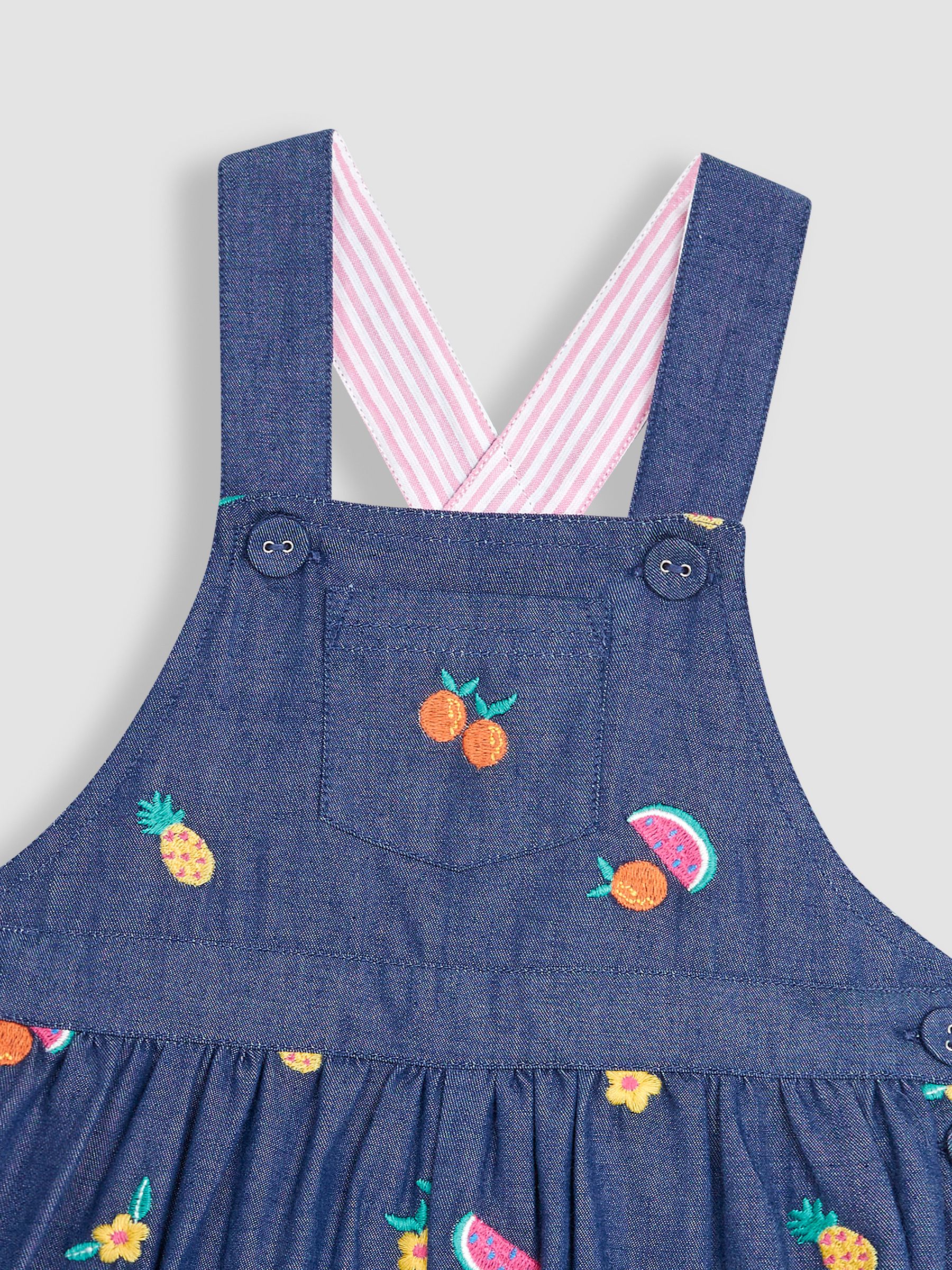 Summer Fruits Embroidered Culotte Dungarees in Chambray - Image 3 of 3