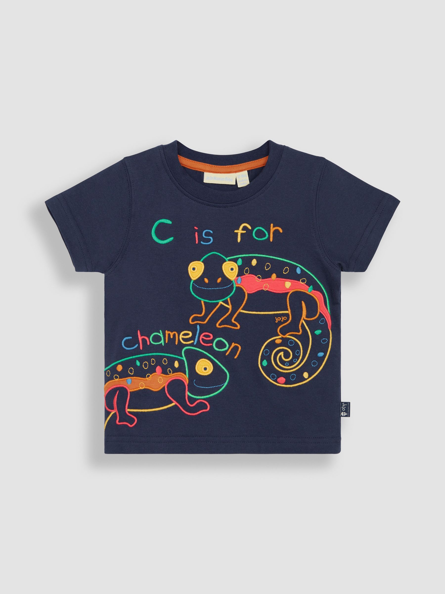 Chameleon Embroidered T-Shirt in Navy - Image 1 of 3