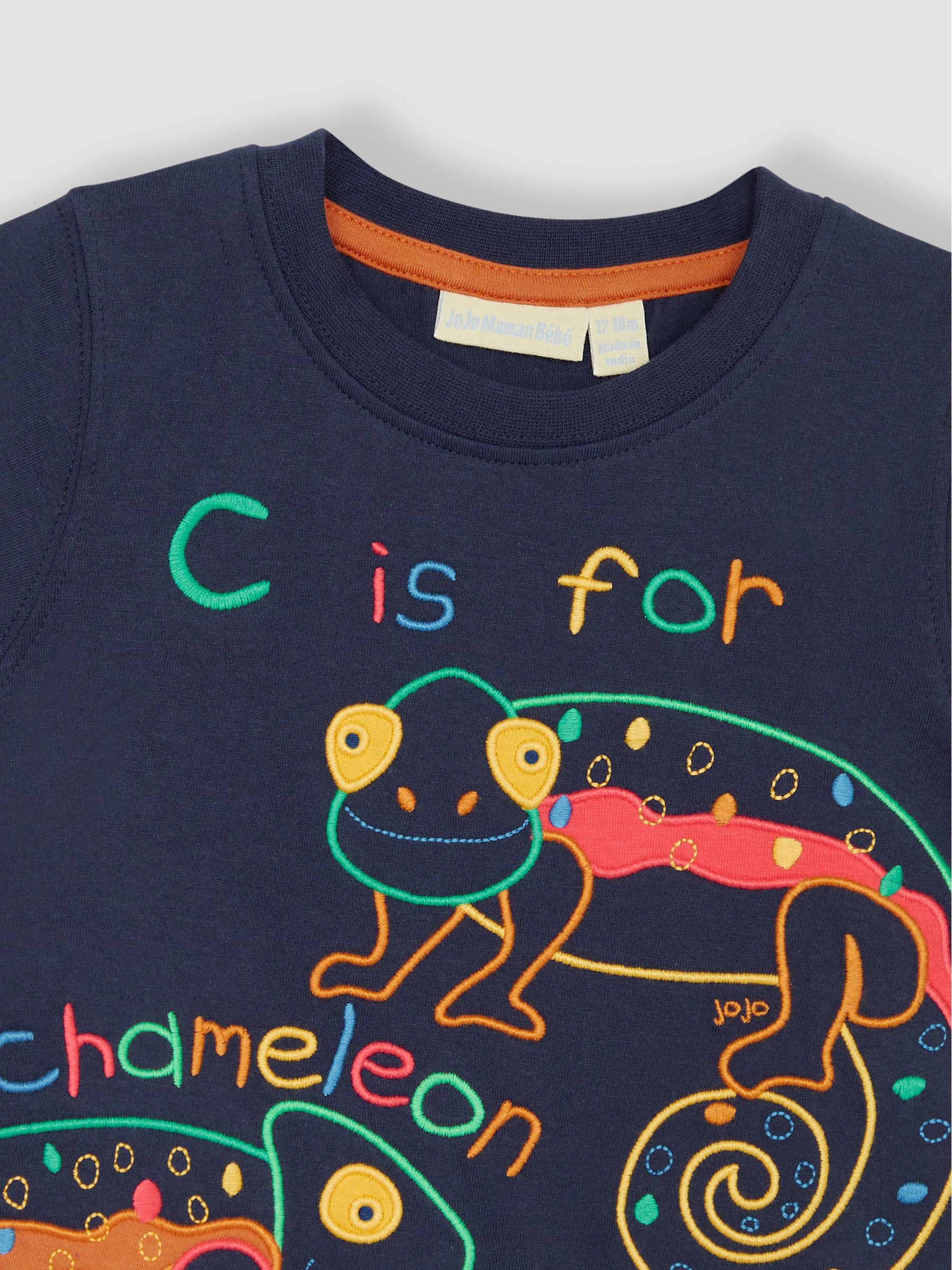 Chameleon Embroidered T-Shirt in Navy - Image 2 of 3
