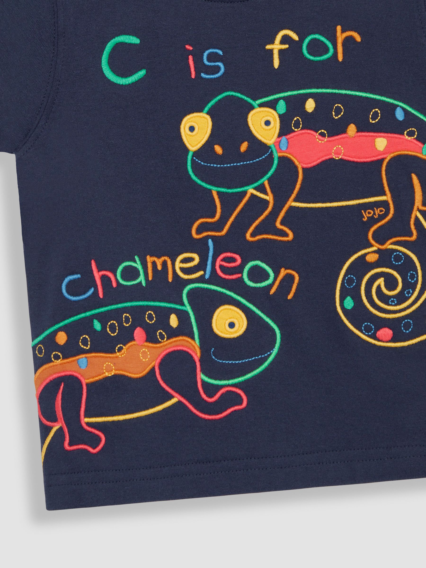 Chameleon Embroidered T-Shirt in Navy - Image 3 of 3