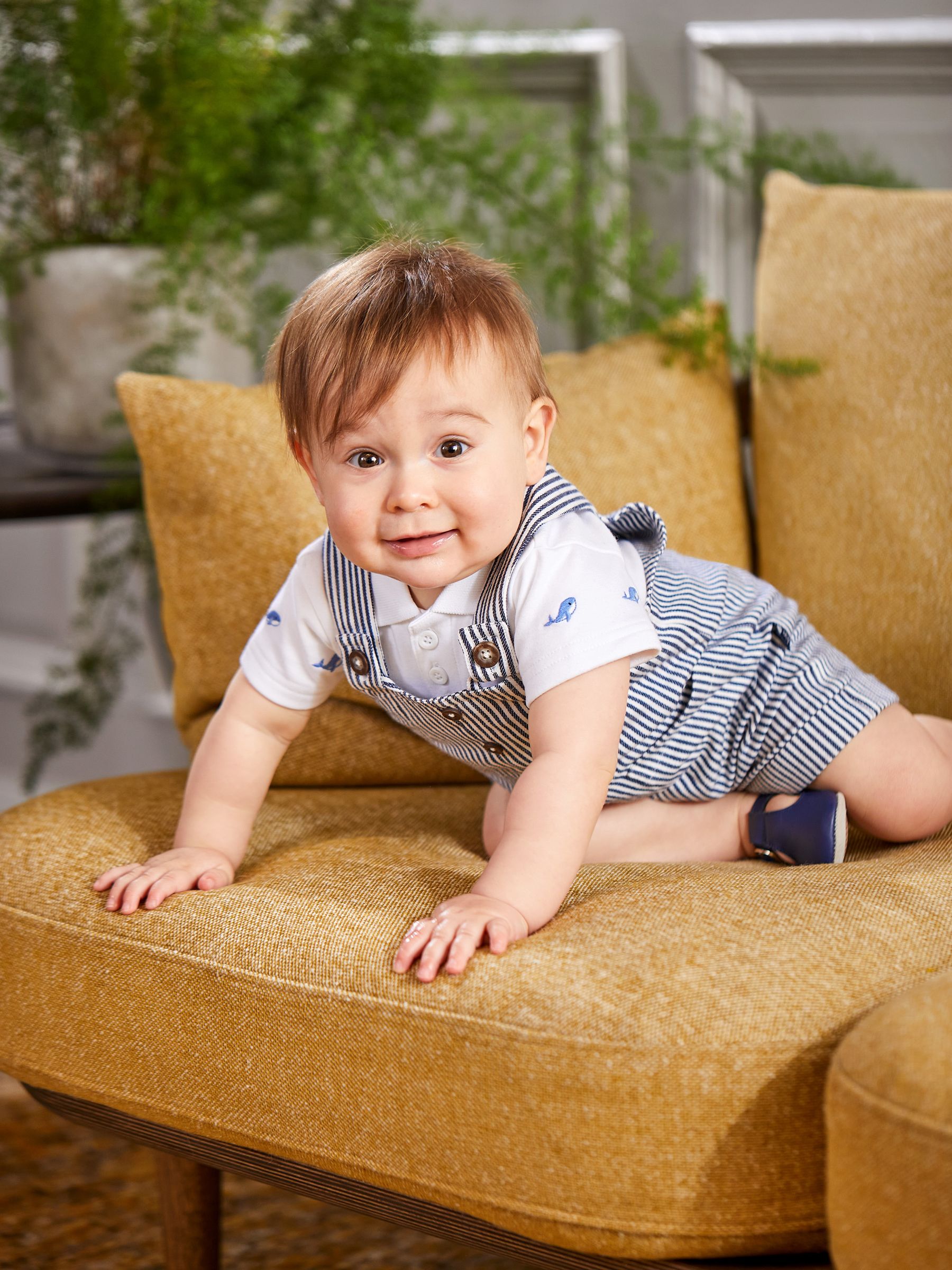 Navy White Stripe Stripe Dungarees - Image 1 of 5