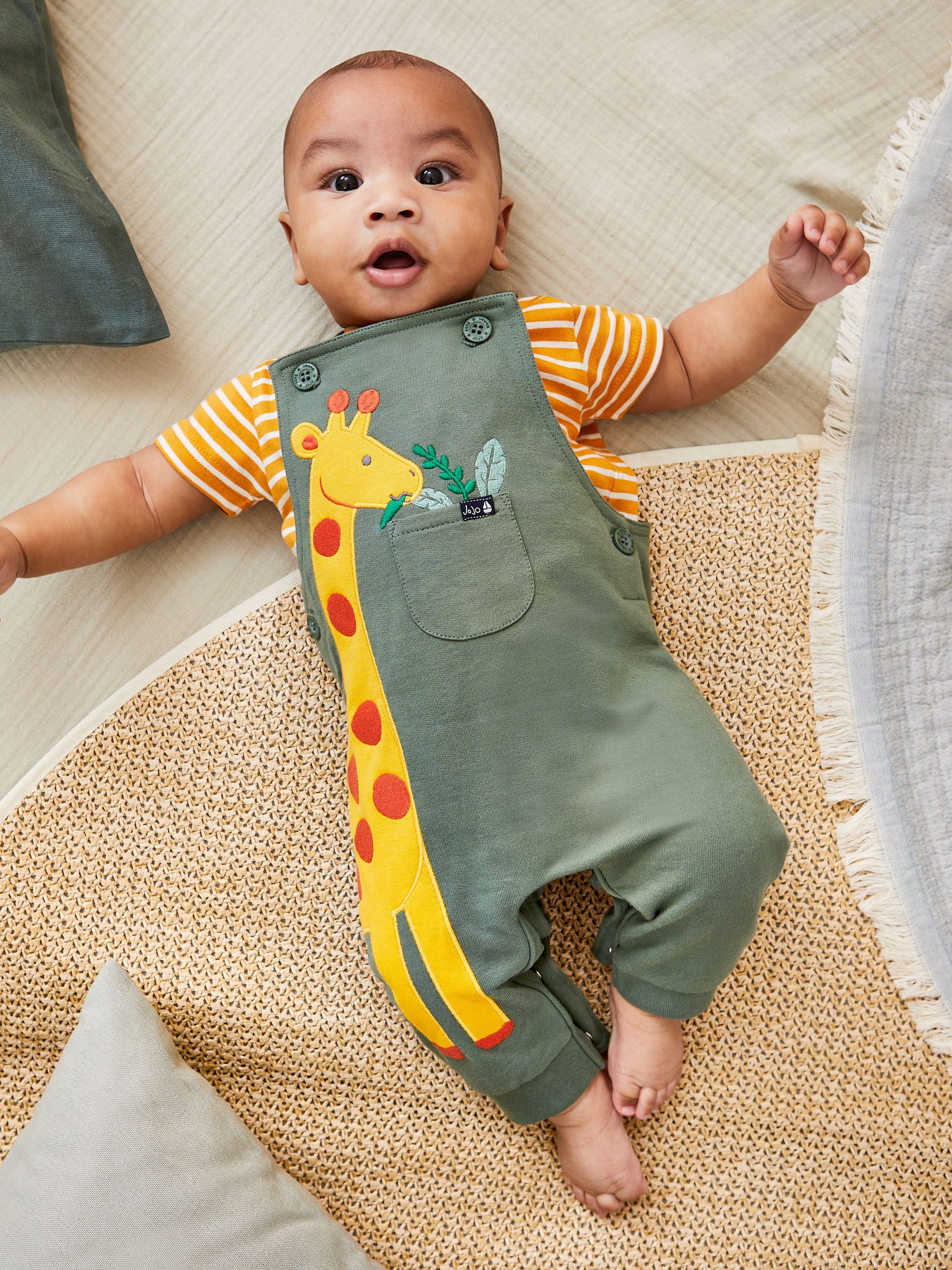 Khaki Green Appliqué Trouser Dungarees & T-Shirt Set - Image 1 of 7