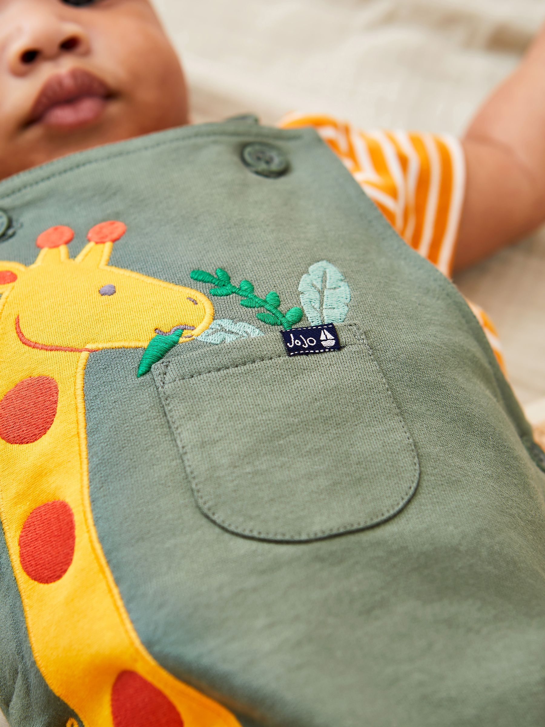 Khaki Green Appliqué Trouser Dungarees & T-Shirt Set - Image 2 of 7