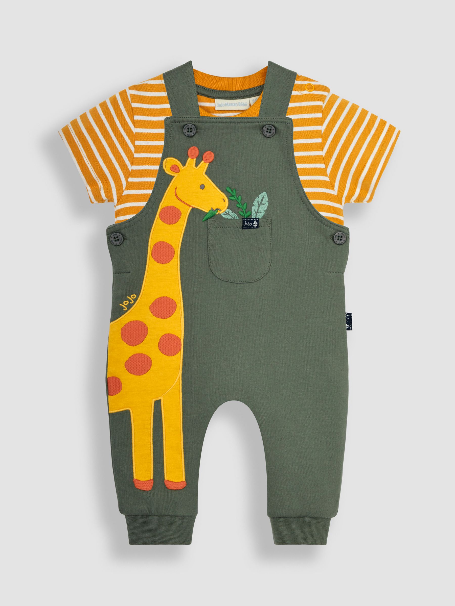 Khaki Green Appliqué Trouser Dungarees & T-Shirt Set - Image 3 of 7