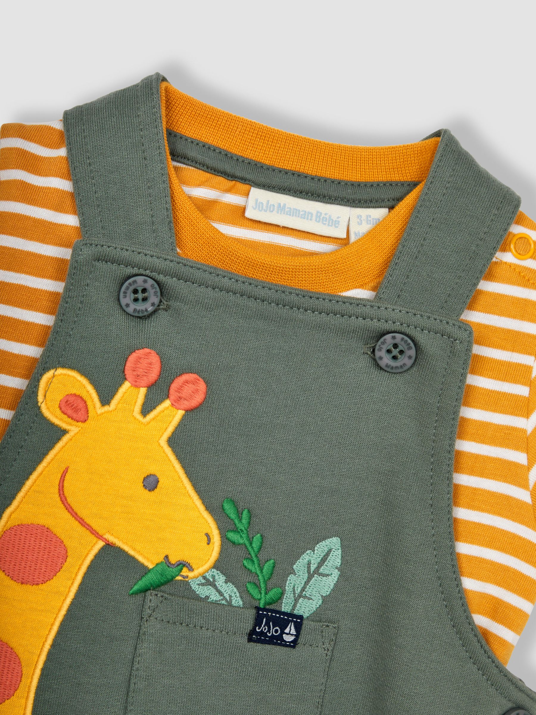 Khaki Green Appliqué Trouser Dungarees & T-Shirt Set - Image 7 of 7