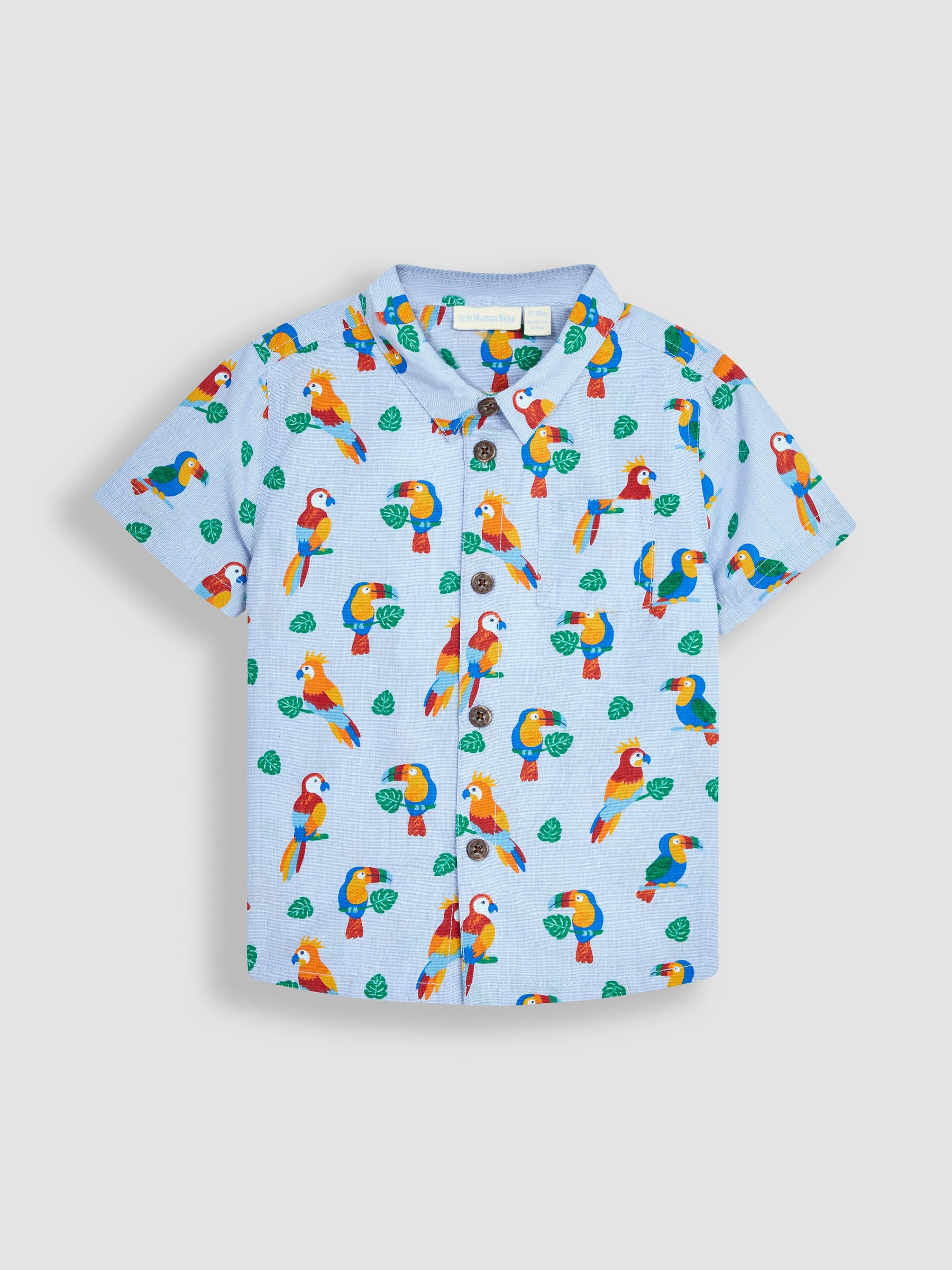 Blue Tropical Bird Printed Shirt & Shorts Set - Image 2 of 4