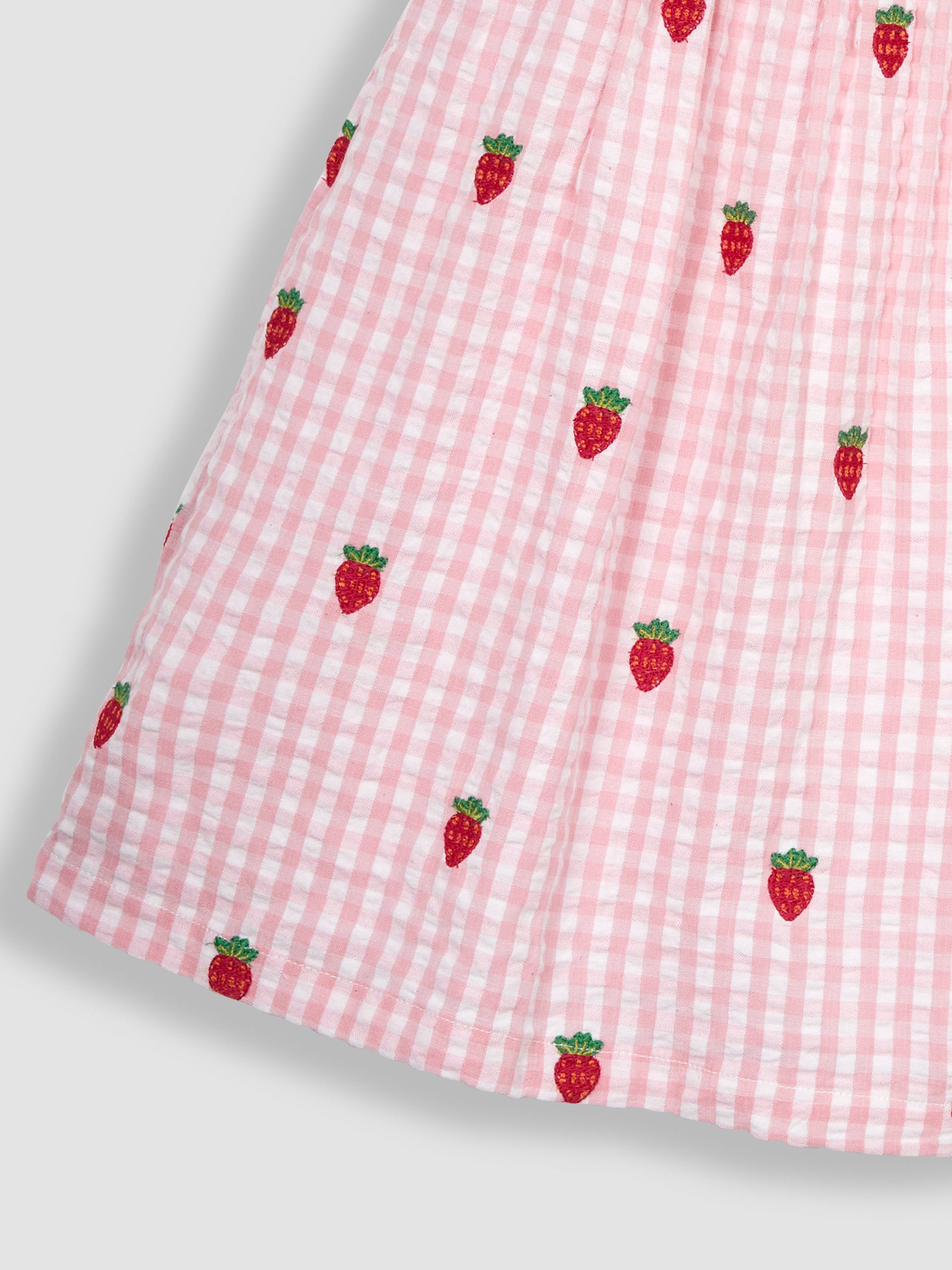 Pink Strawberry Embroidered Gingham Pretty Summer Dress - Image 4 of 4