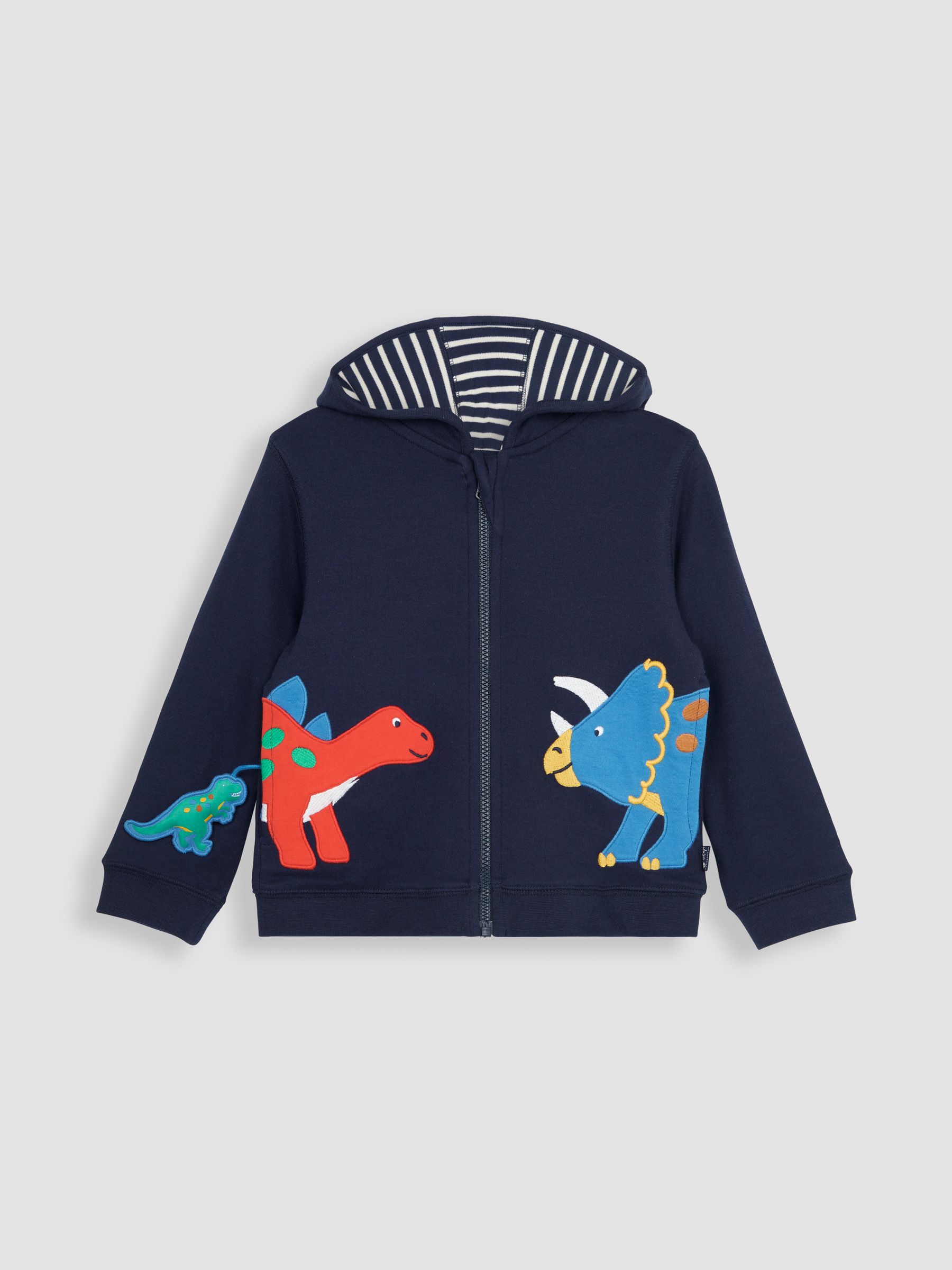 Navy Blue Dino Appliqué Reversible Hoodie - Image 3 of 7