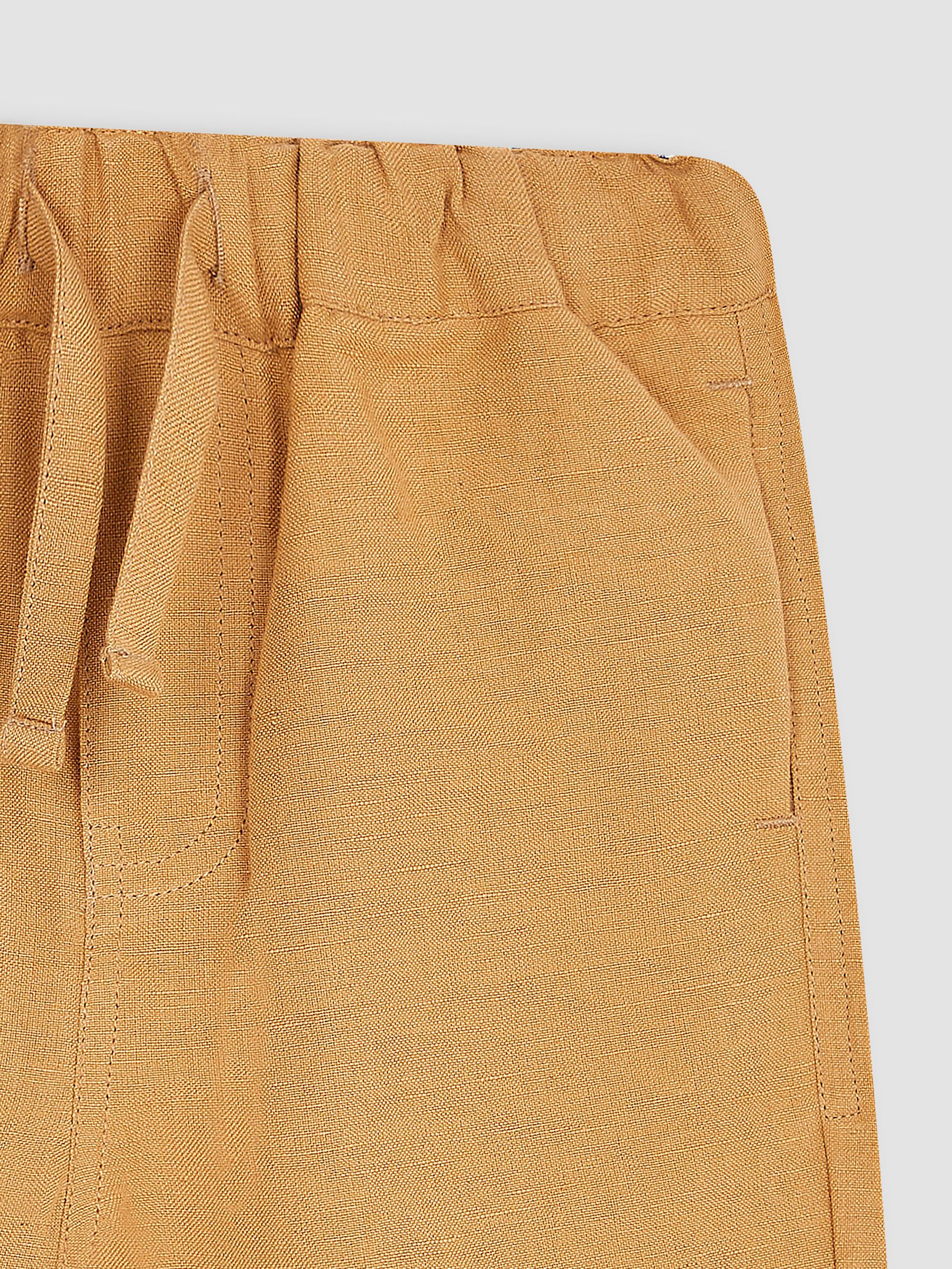 Tan Brown Cotton Linen Summer Trousers - Image 2 of 3