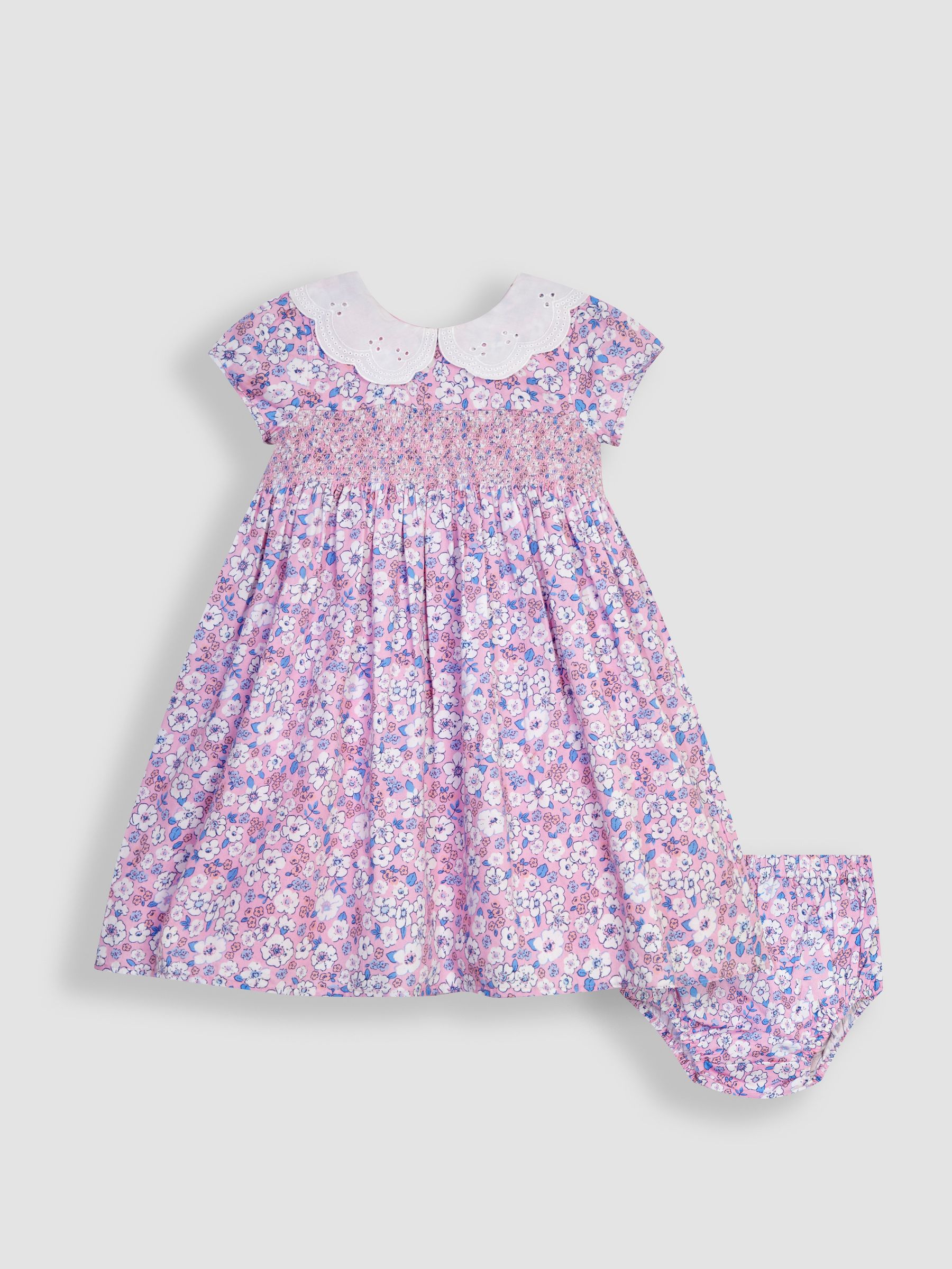 Pink Hedgerow Floral Broderie Collar Party Dress - Image 1 of 6