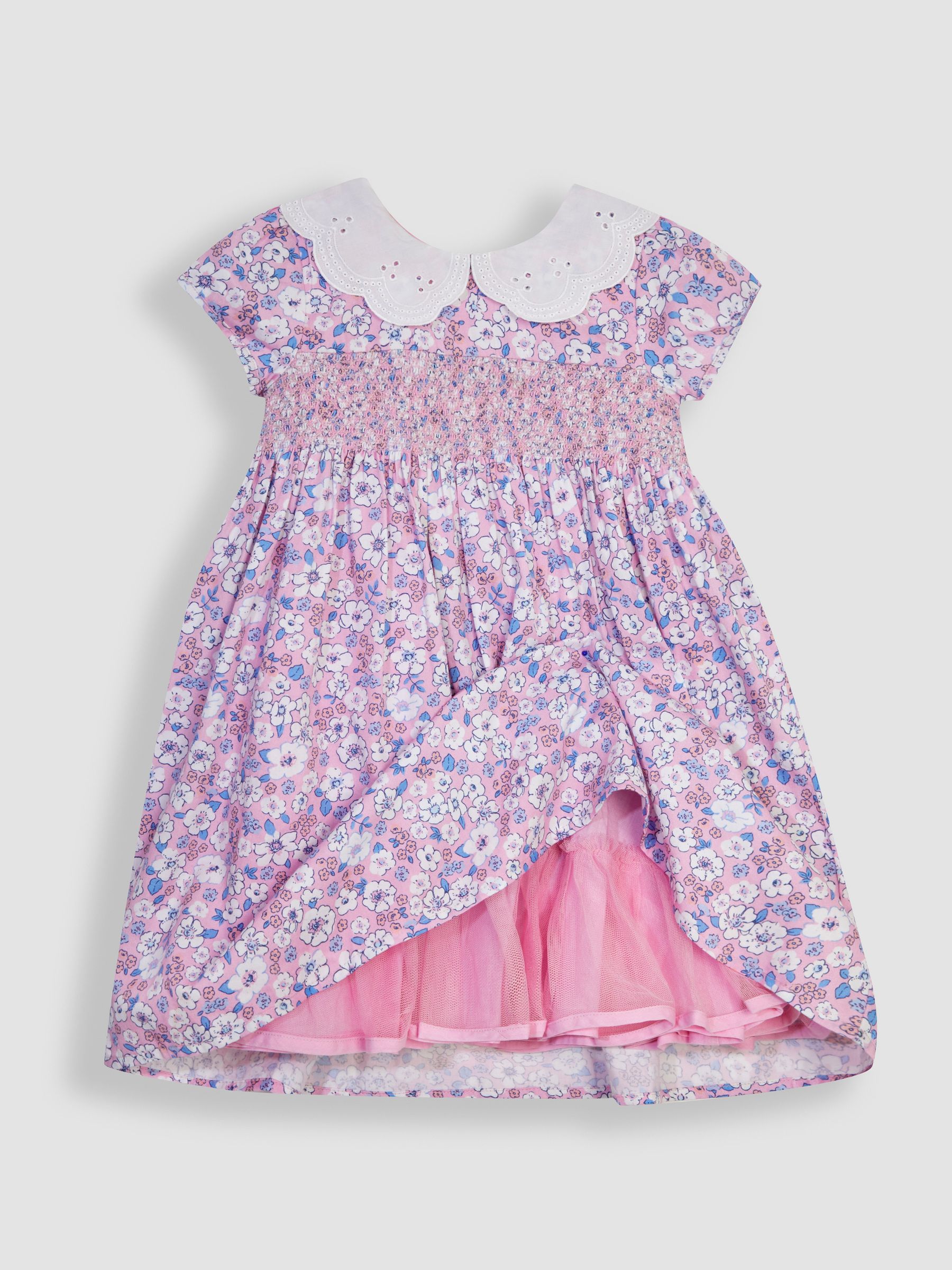Pink Hedgerow Floral Broderie Collar Party Dress - Image 4 of 6
