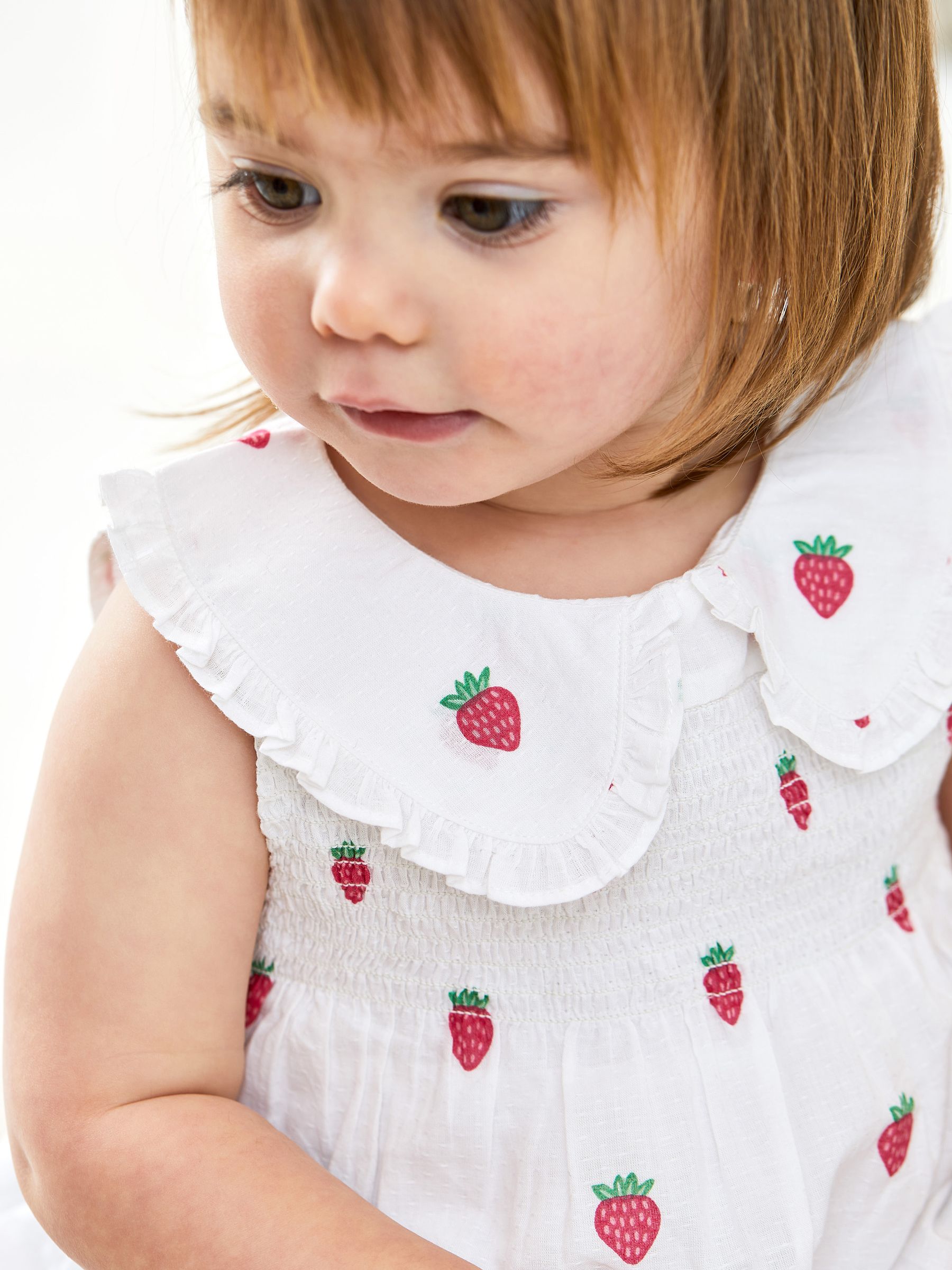 White Strawberry Peter Pan Smocked Top - Image 5 of 5