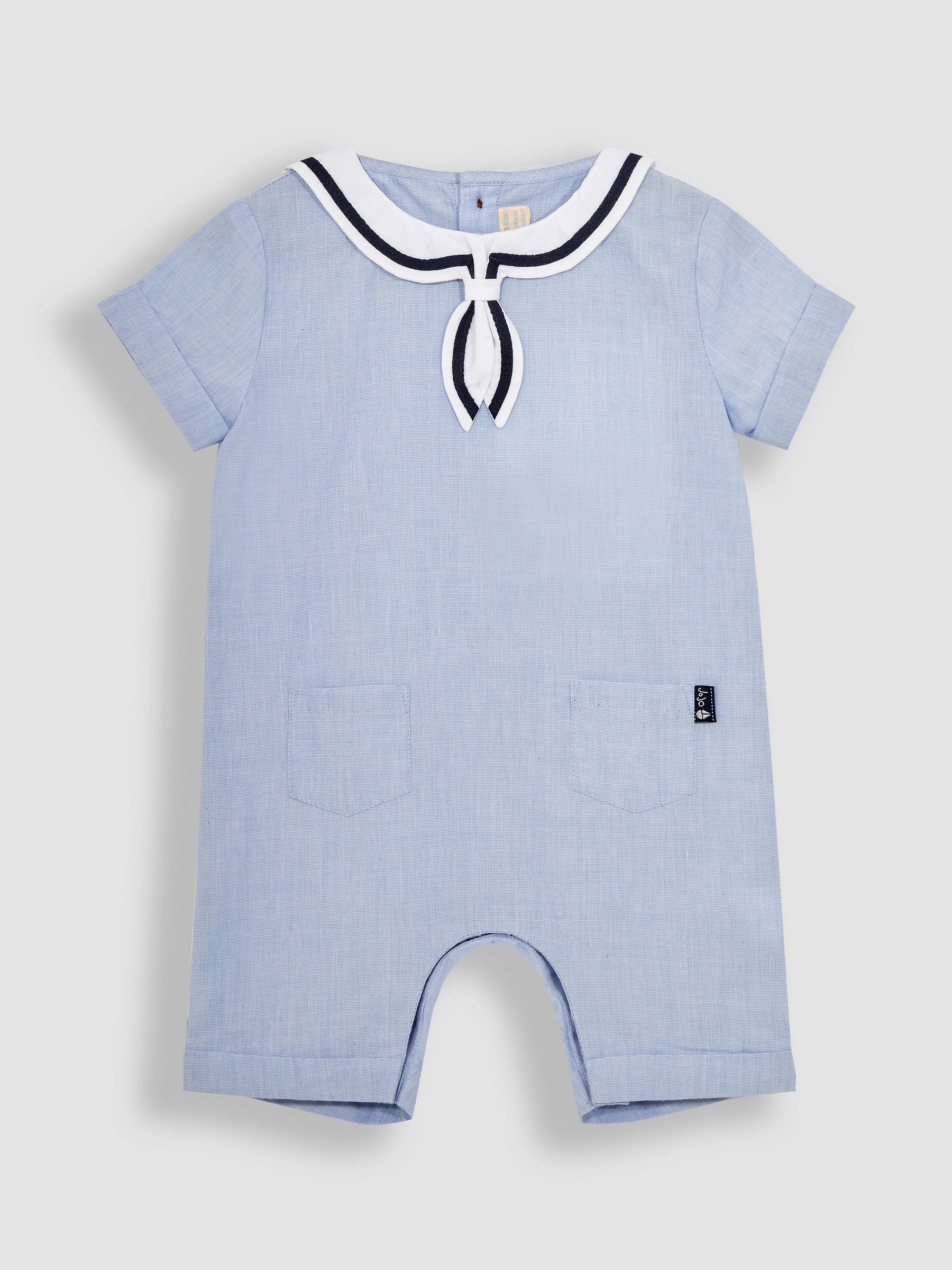 Blue Stripe Sailor Collar Romper - Image 2 of 4