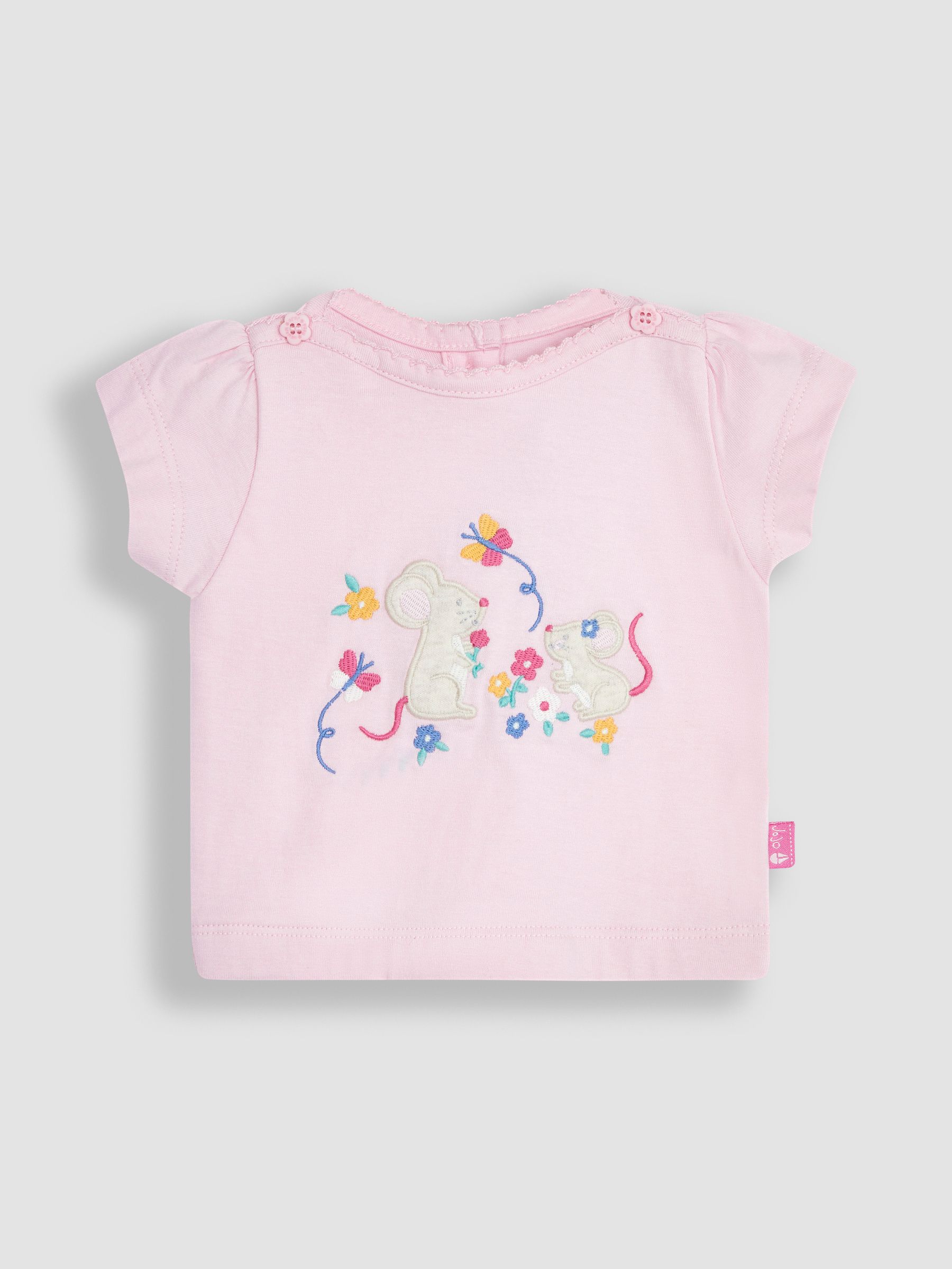 Pink 3-Piece Mouse Crinkle Cotton Top & Trousers Set - Image 2 of 5