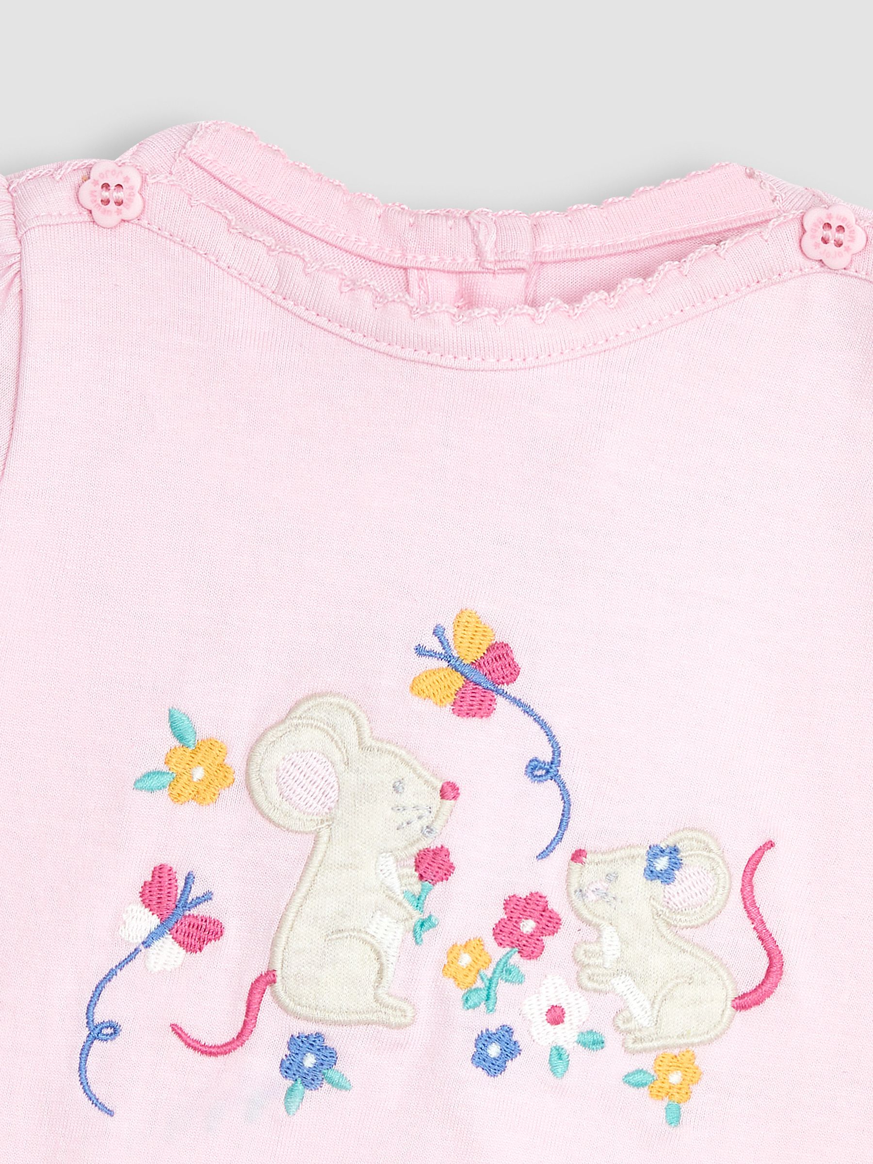 Pink 3-Piece Mouse Crinkle Cotton Top & Trousers Set - Image 5 of 5