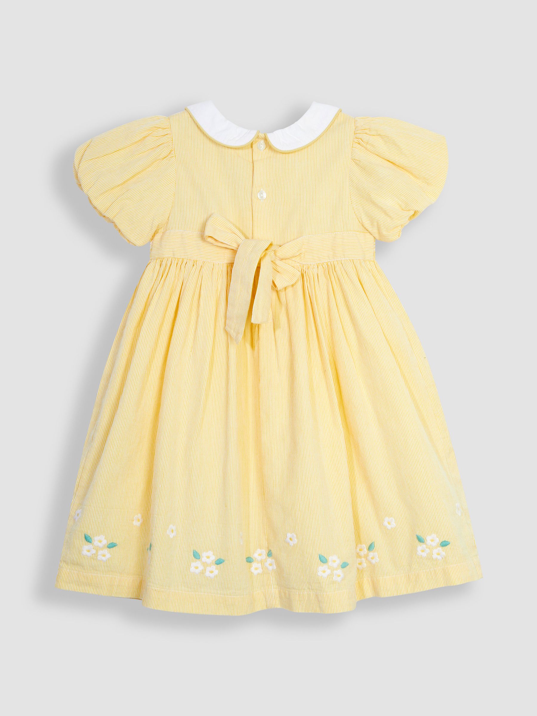 Yellow Daisy Embroidered Peter Pan Smocked Party Dress - Image 5 of 7