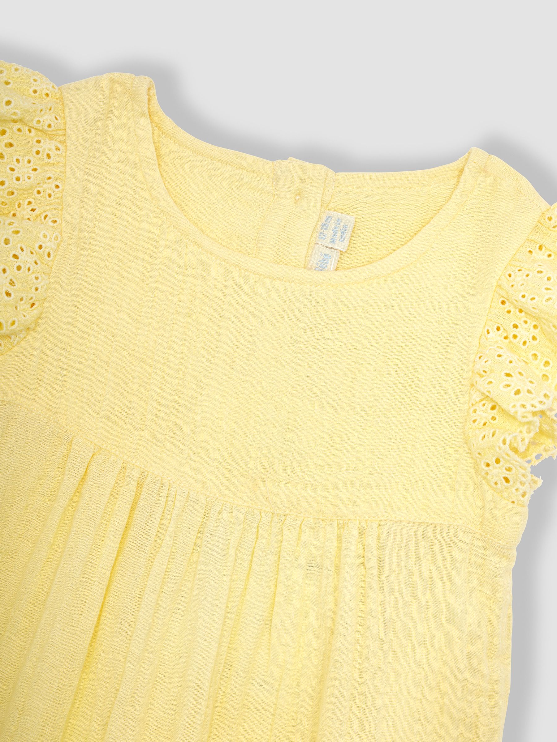 Yellow 2-Piece Broderie Cheesecloth Dress & Hat Set - Image 5 of 5