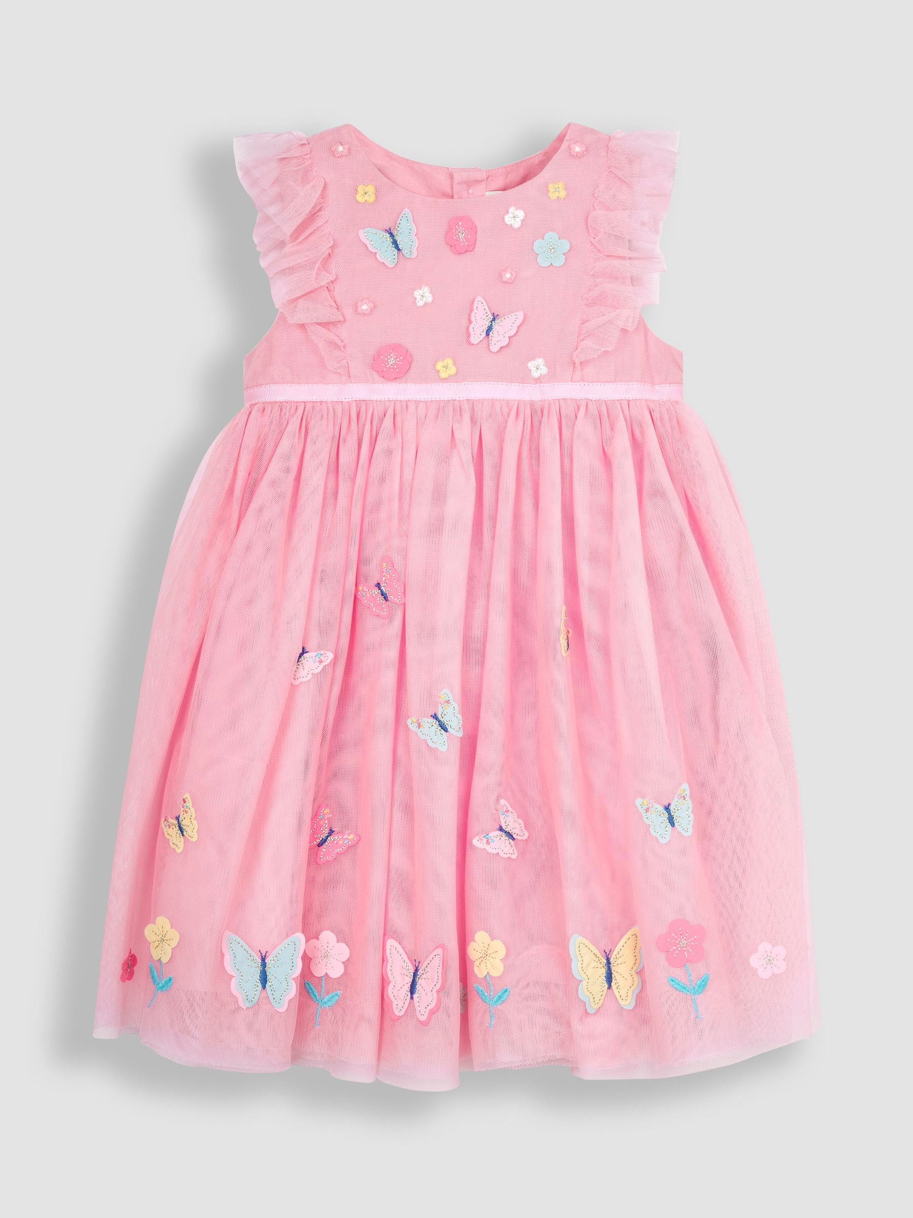 Pink Butterfly Floral Tulle Pretty Party Dress - Image 1 of 3