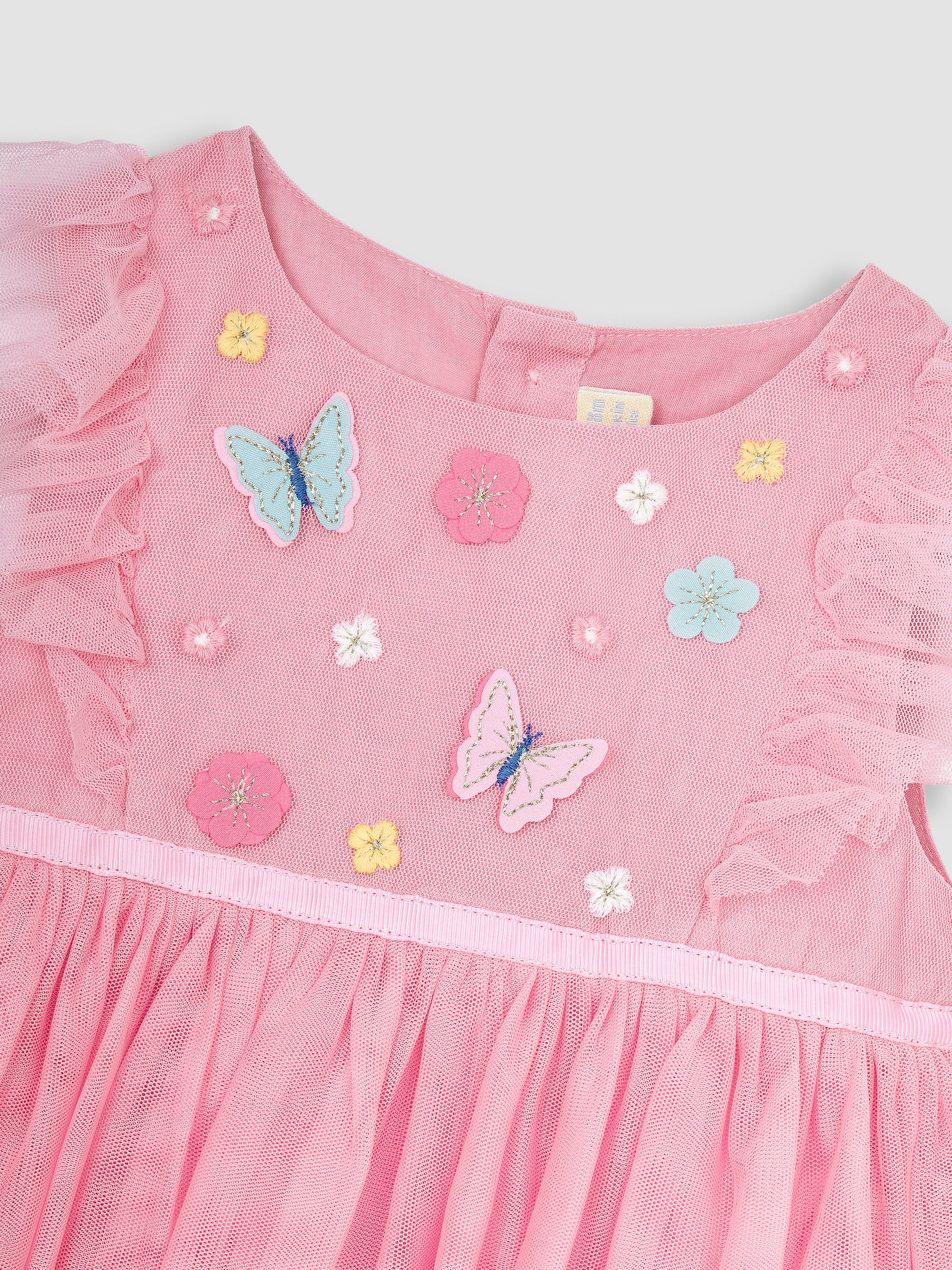 Pink Butterfly Floral Tulle Pretty Party Dress - Image 2 of 3
