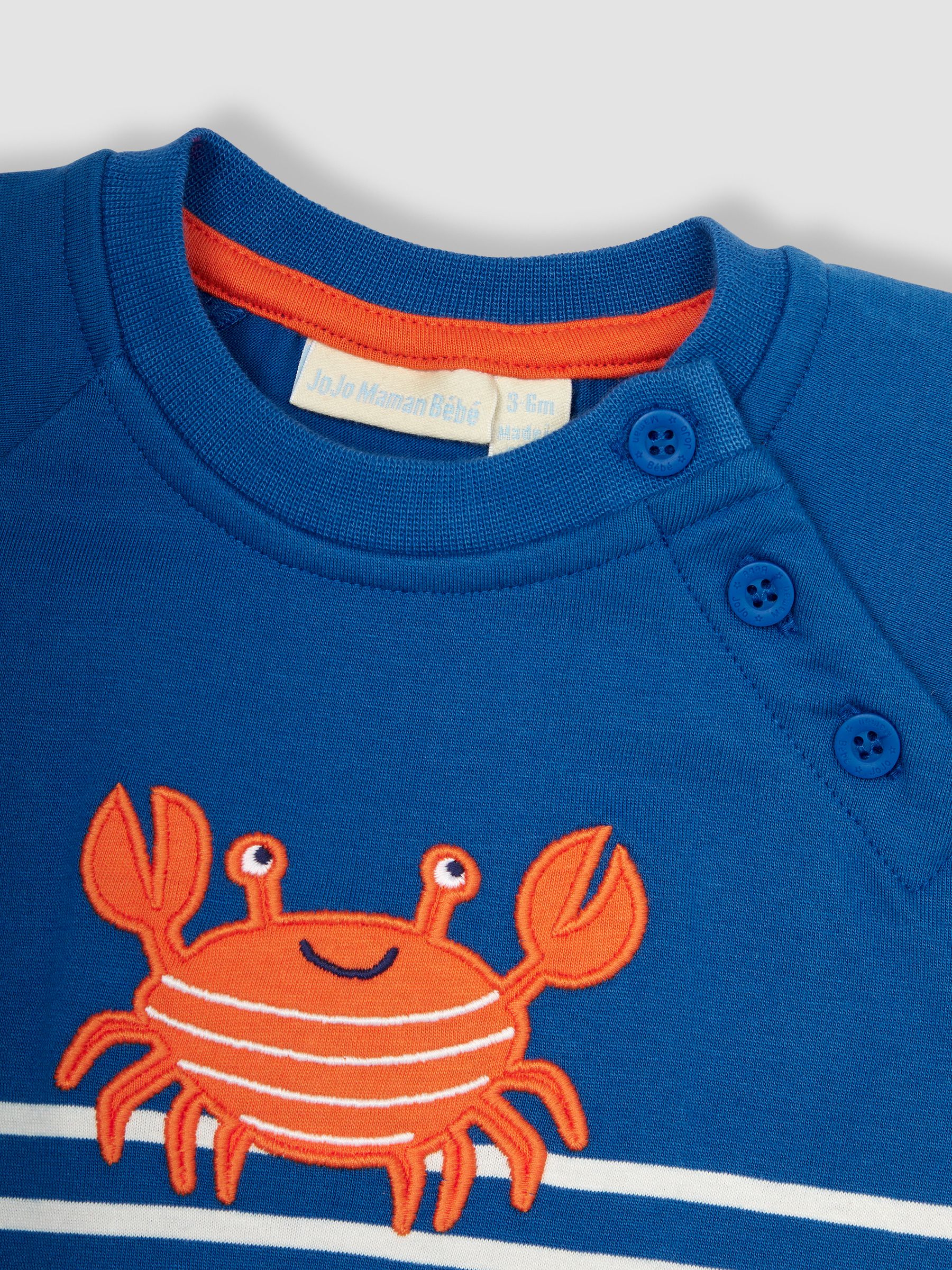 Denim Blue Crab Appliqué Romper - Image 3 of 3