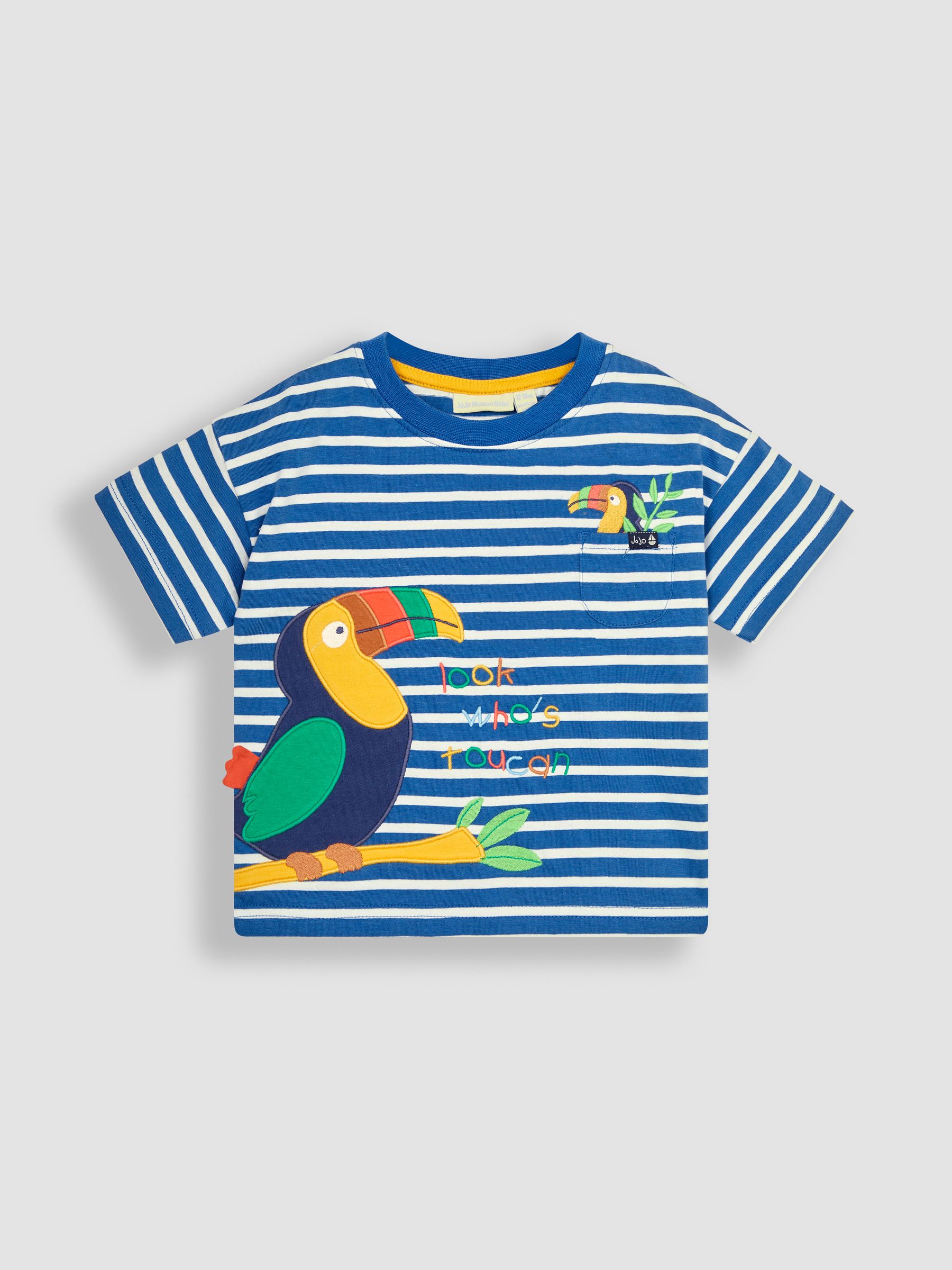Cobalt Blue Toucan Appliqué Pocket T-Shirt - Image 1 of 3