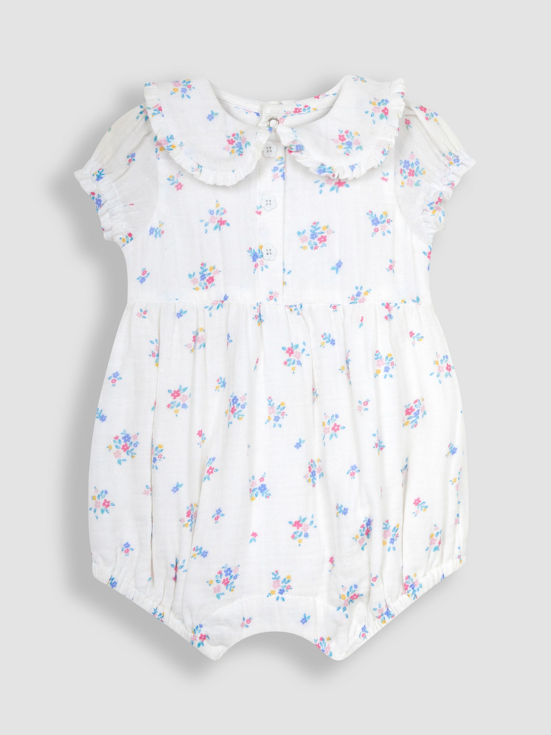 2-Piece Floral Cheesecloth Romper & Headband Set in Cream - Image 3 of 5