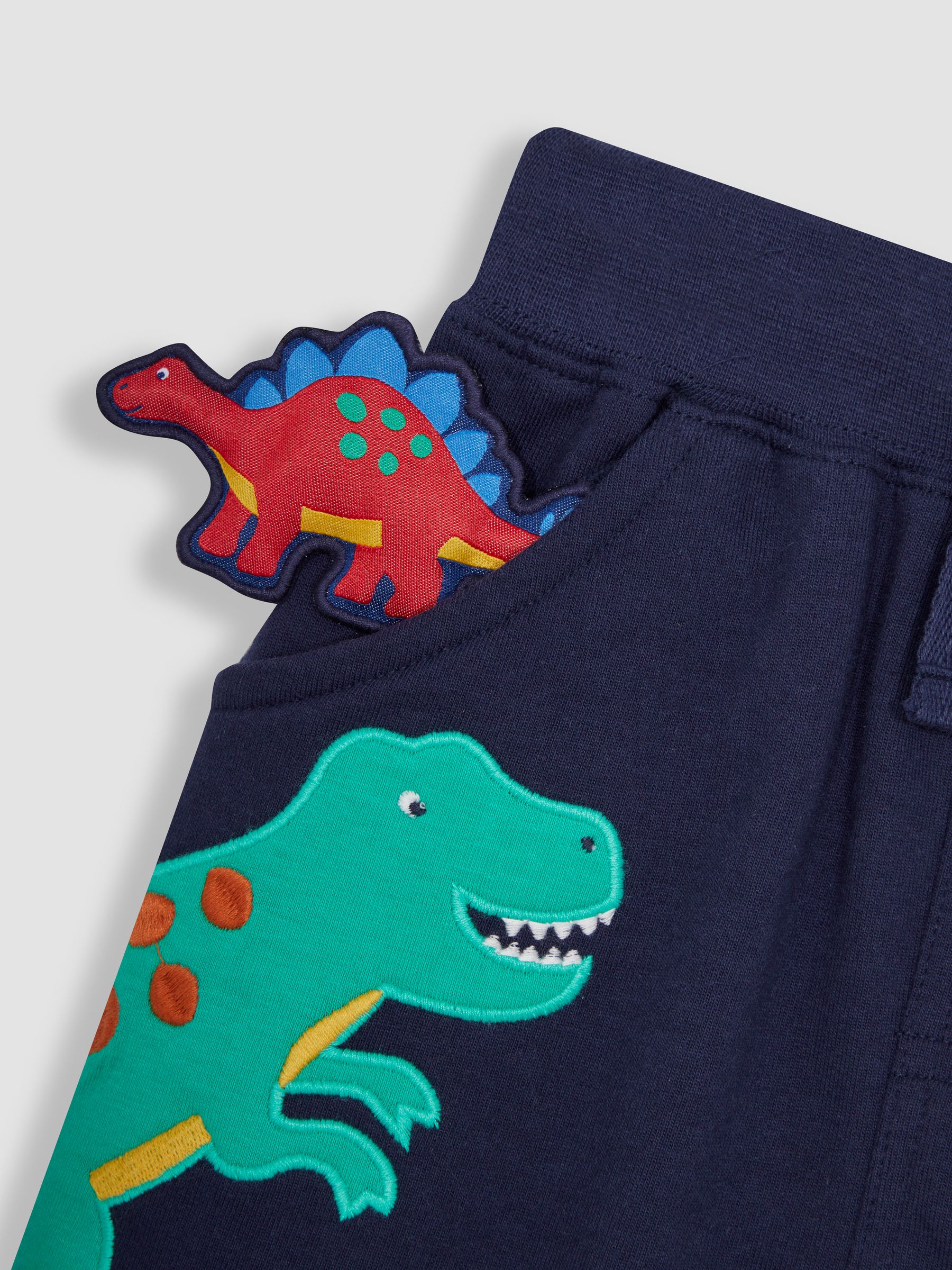 Navy Blue Dino Appliqué Pet in Pocket Shorts - Image 3 of 3