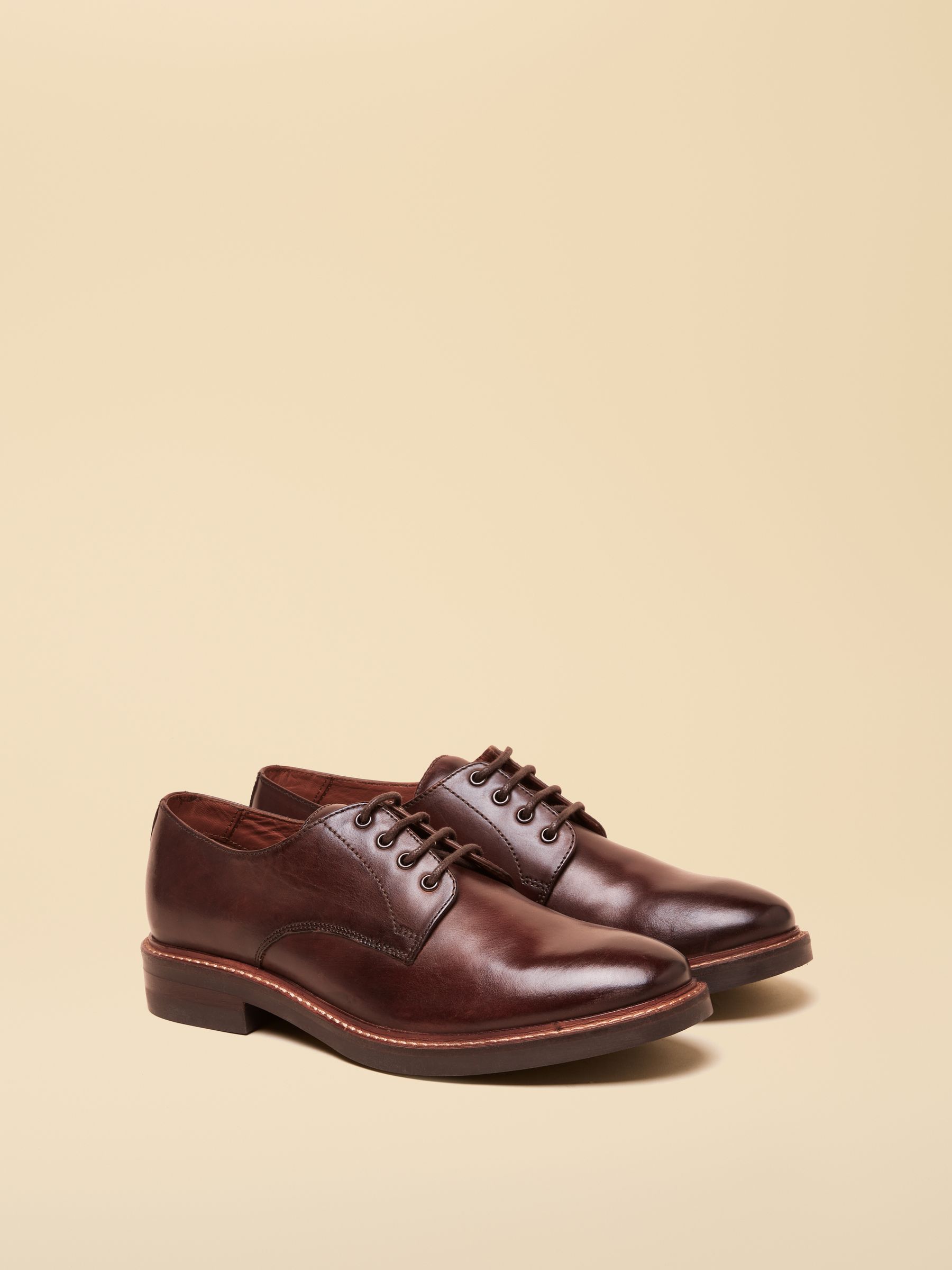 Brown Leather Classic Derby Shoes Joules