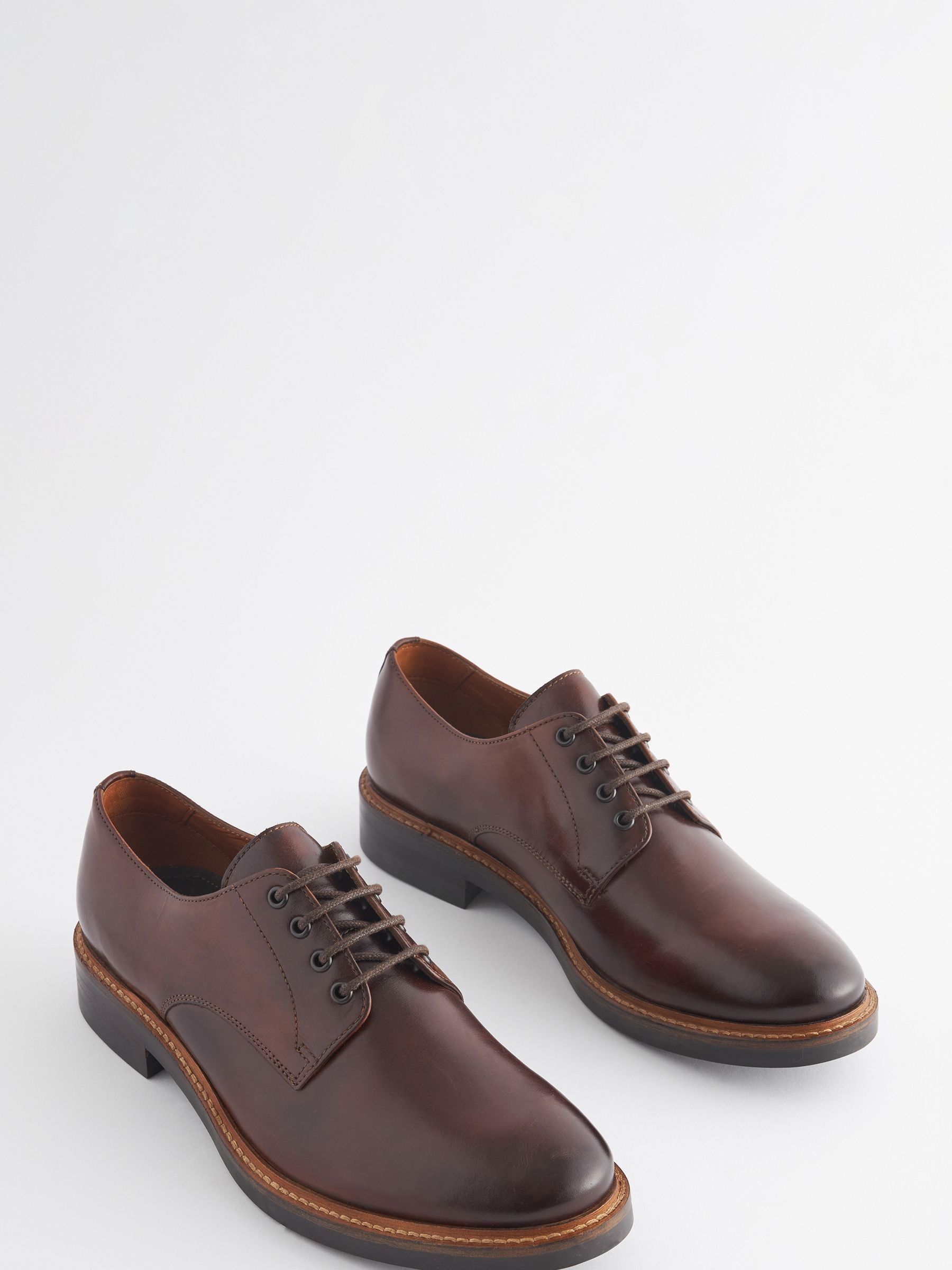 Brown Leather Classic Derby Shoes - Image 2 of 6