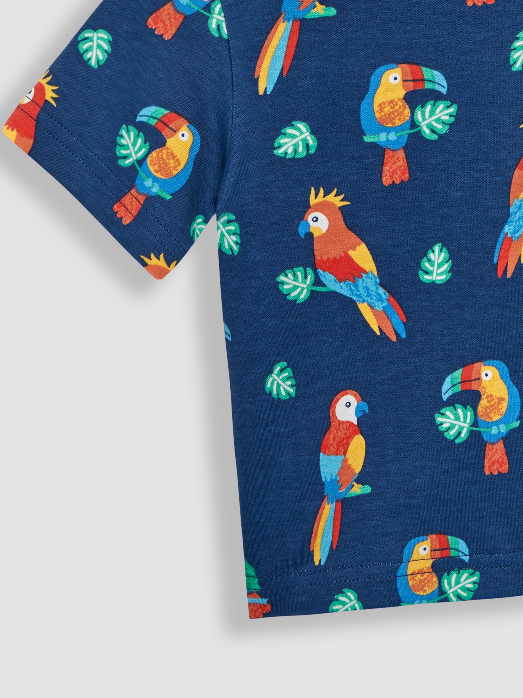 Navy Blue Tropical Birds Contrast Pocket T-Shirt - Image 3 of 3