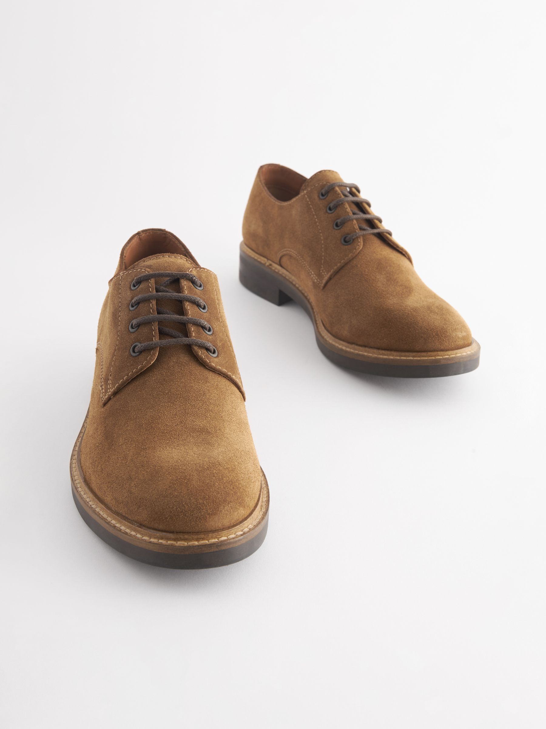 Tan Suede Classic Derby Shoes - Image 2 of 6
