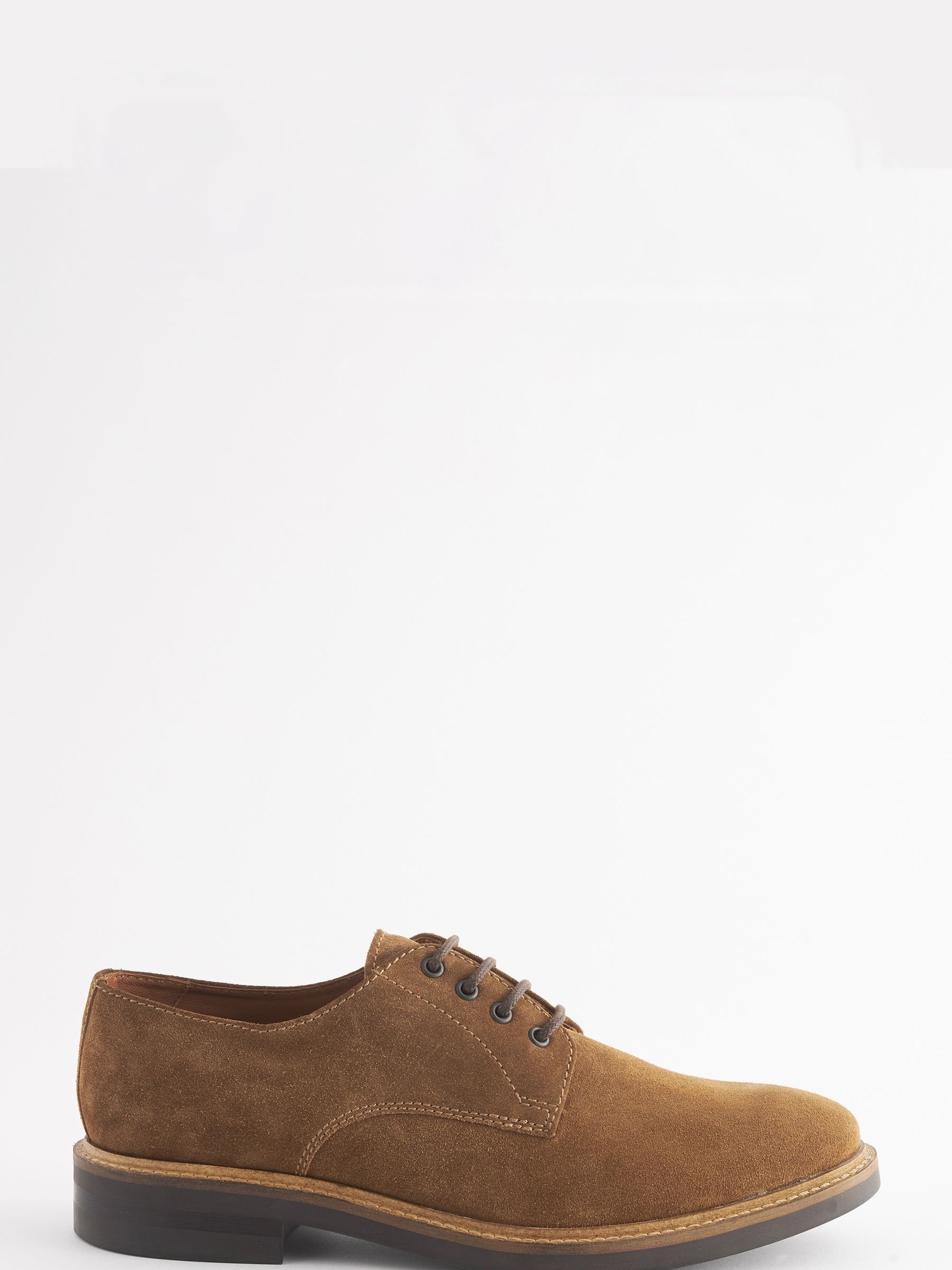 Tan Suede Classic Derby Shoes - Image 3 of 6