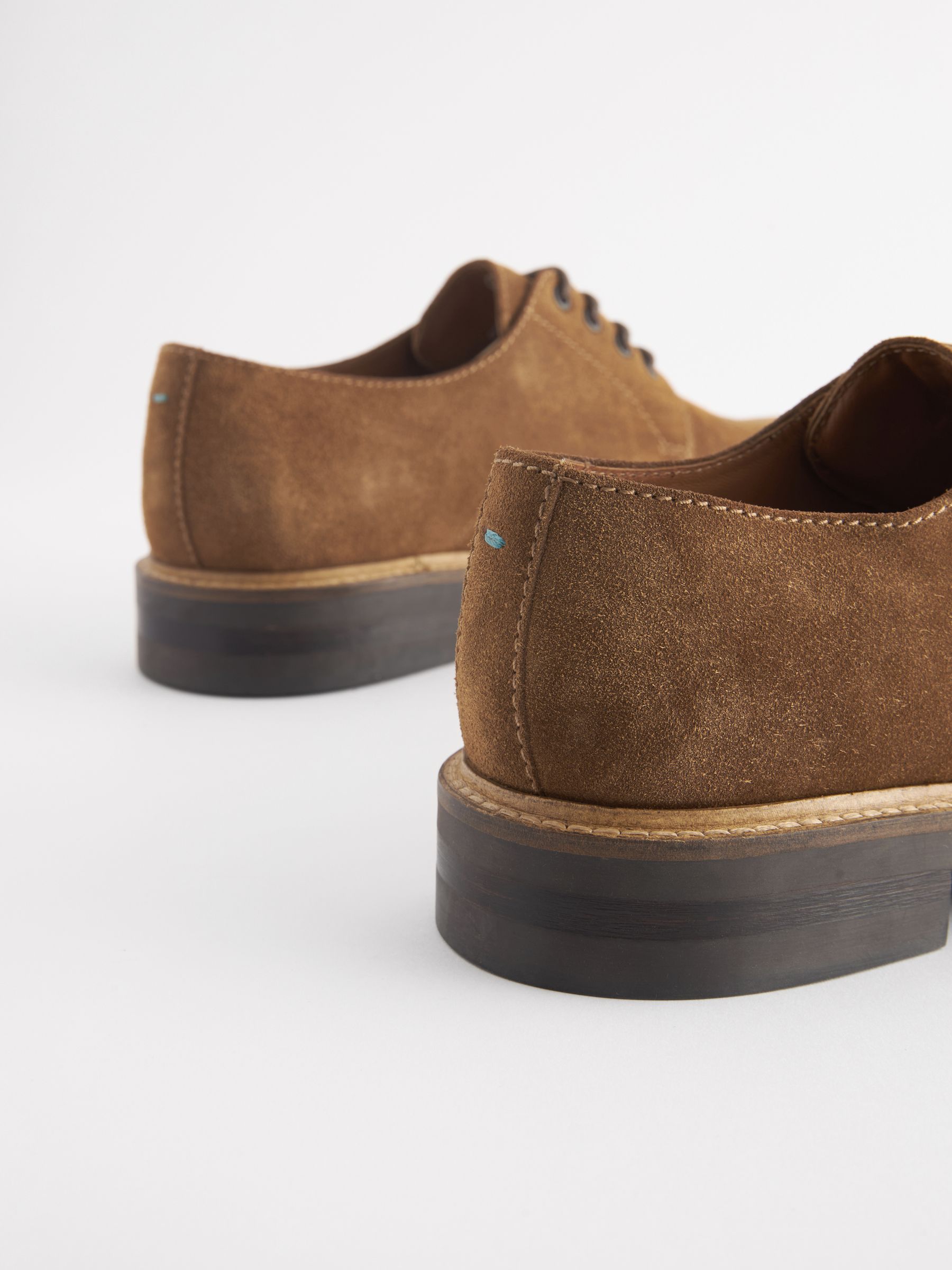 Tan Suede Classic Derby Shoes - Image 4 of 6