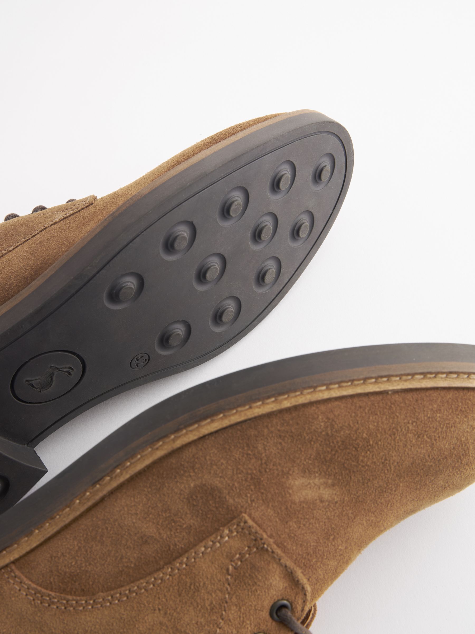 Tan Suede Classic Derby Shoes - Image 5 of 6
