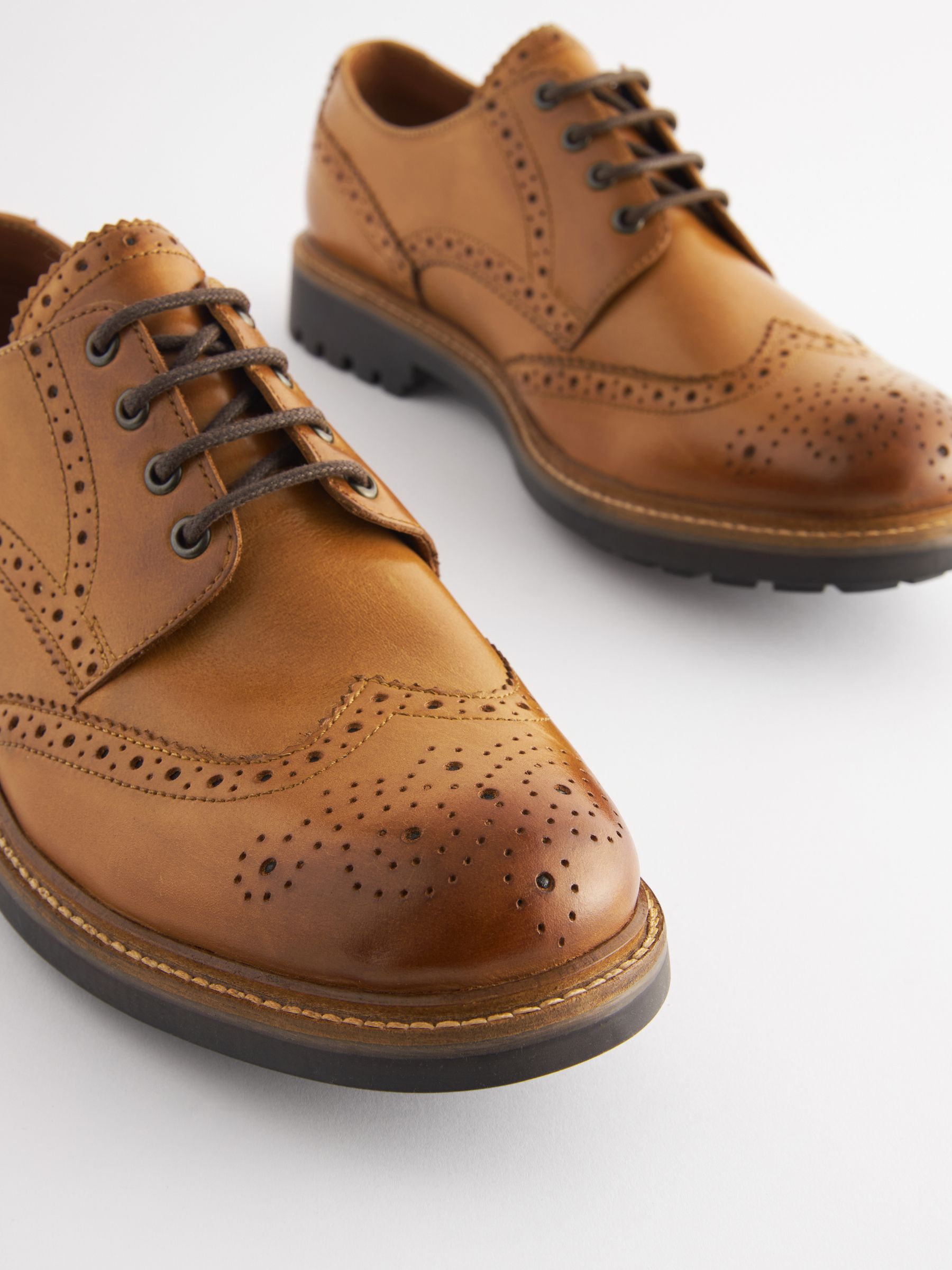 Tan Leather Cleated Brogues - Image 2 of 5