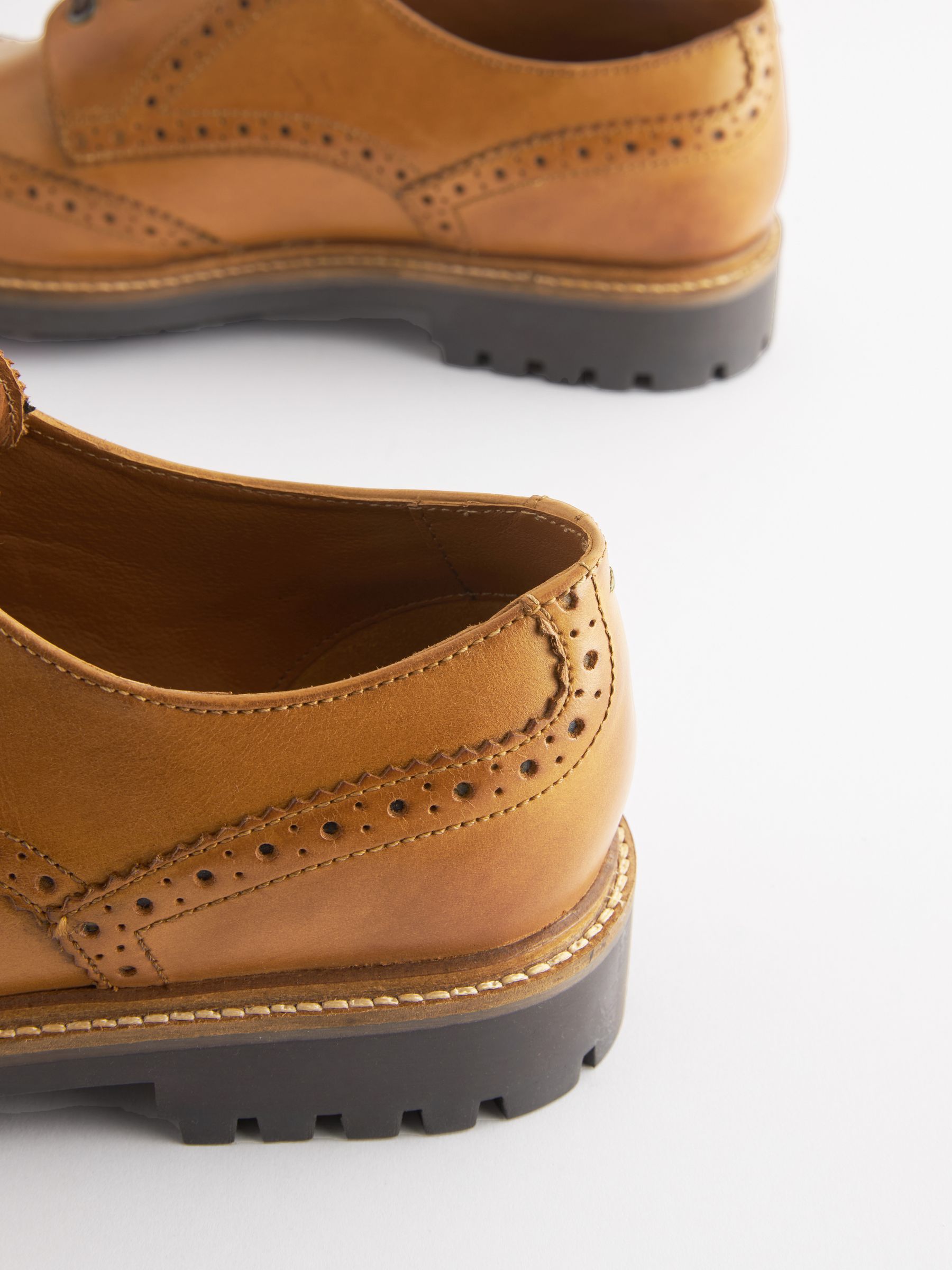 Tan Leather Cleated Brogues - Image 4 of 5
