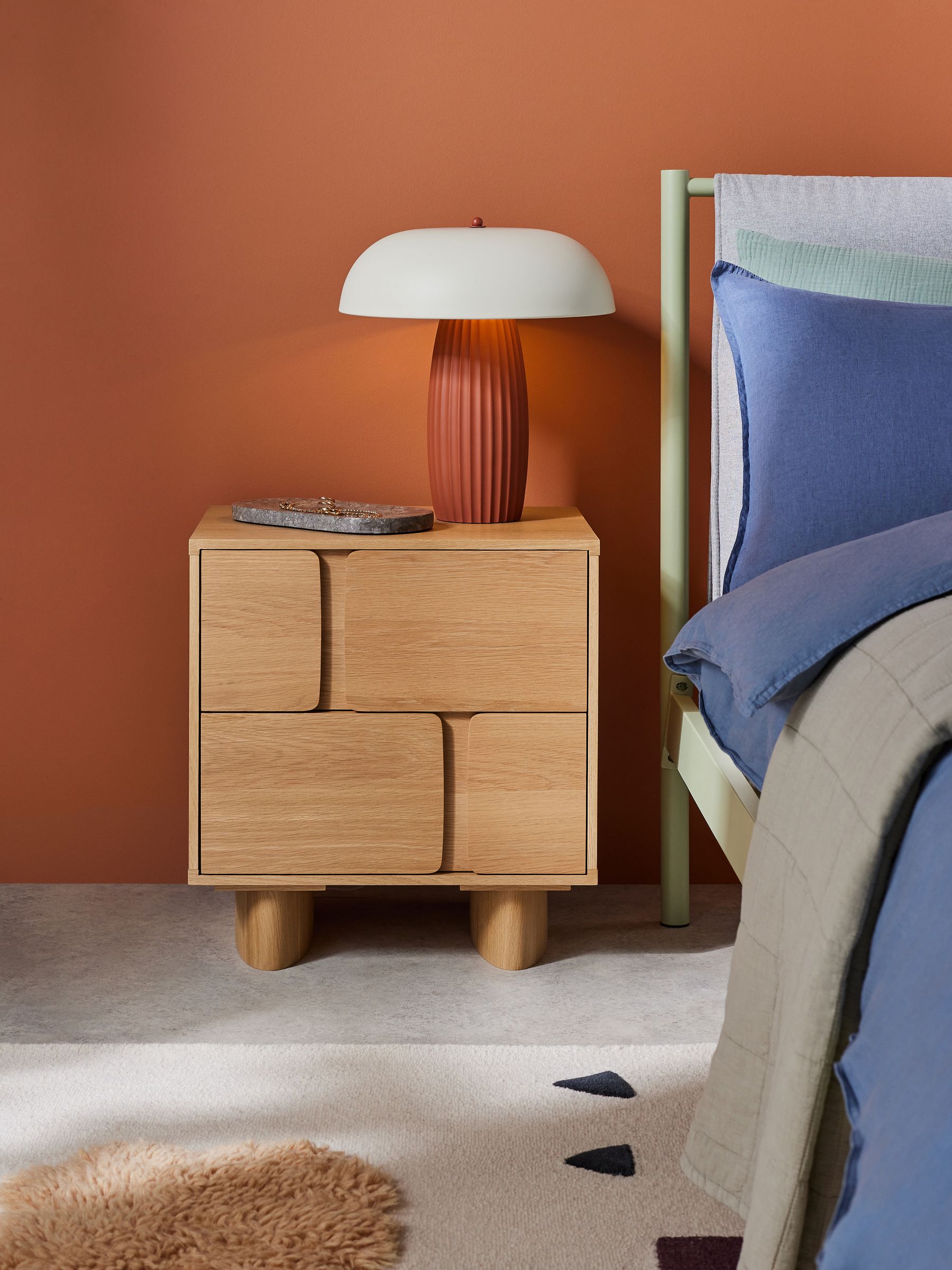 Cory 2 Drawer Bedside Table in Oak - Image 1 of 4