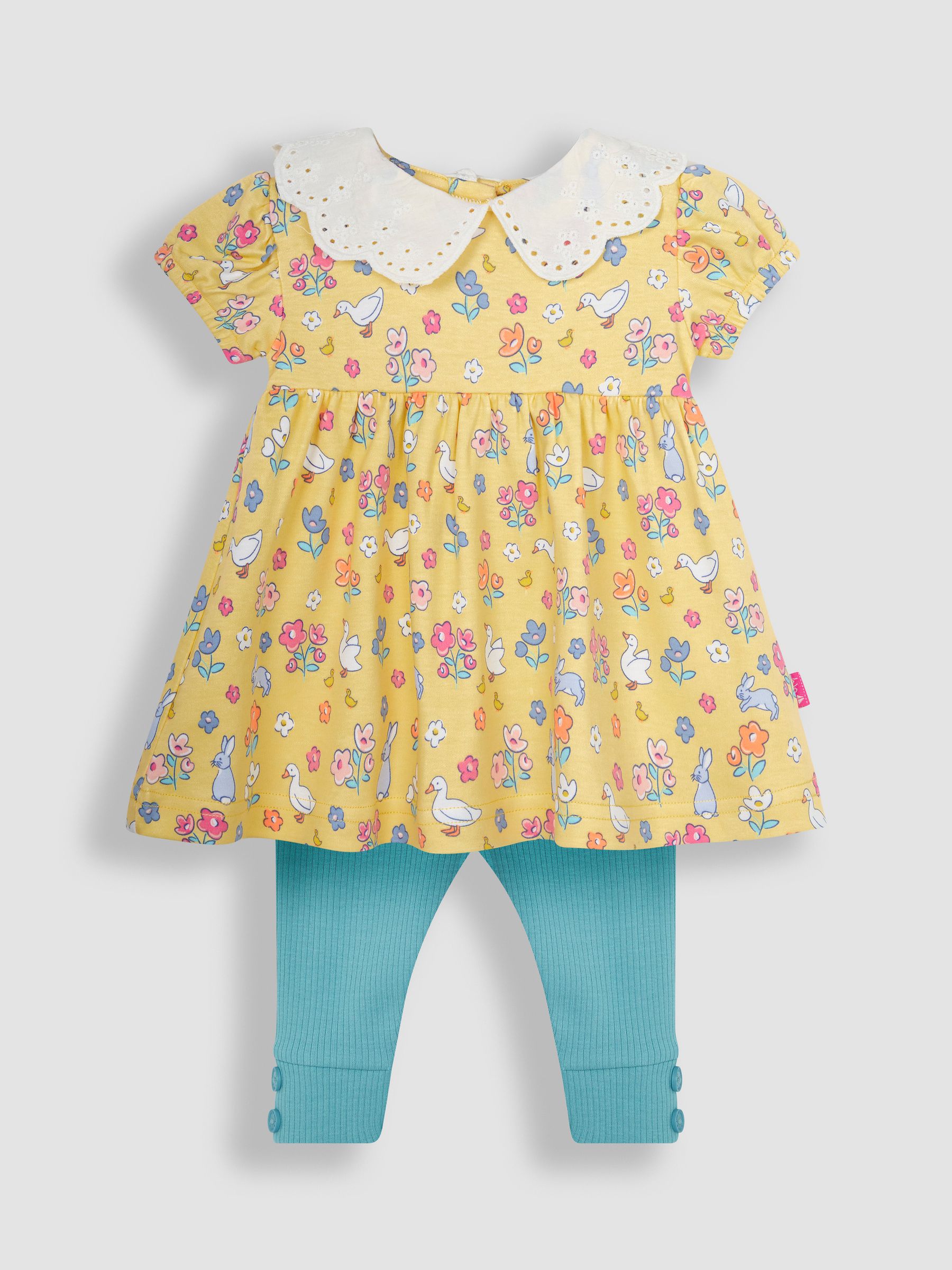 Yellow Duck 2-Piece Floral Collar Tunic & Rib Leggings Set - Image 2 of 6