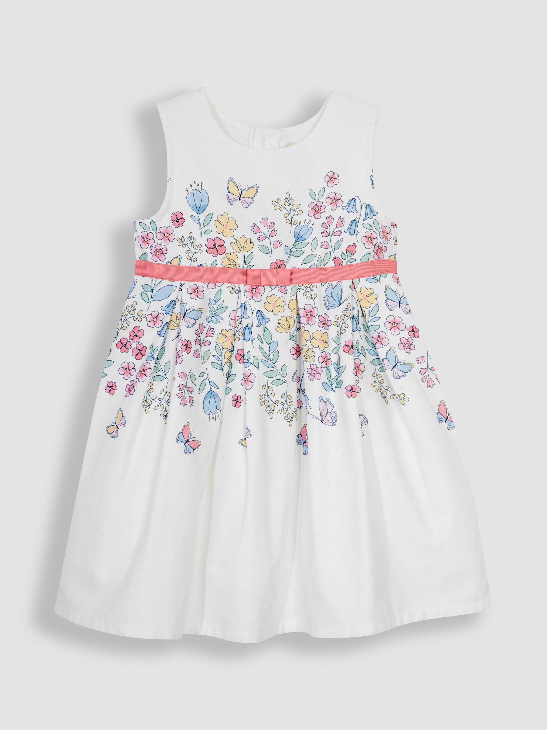 White Butterfly Floral Pretty Pleated Party Dress - Image 1 of 3