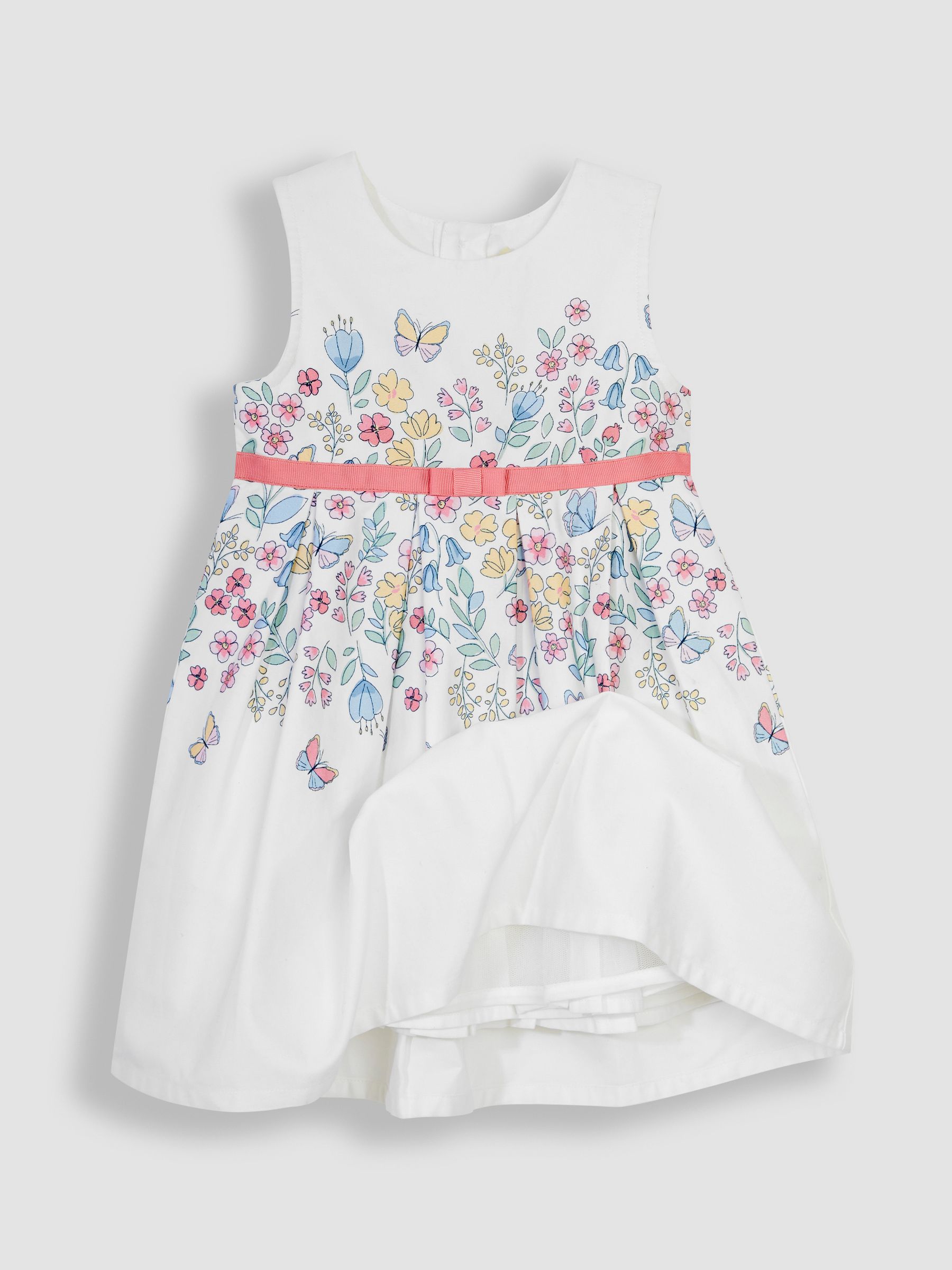 White Butterfly Floral Pretty Pleated Party Dress - Image 2 of 3