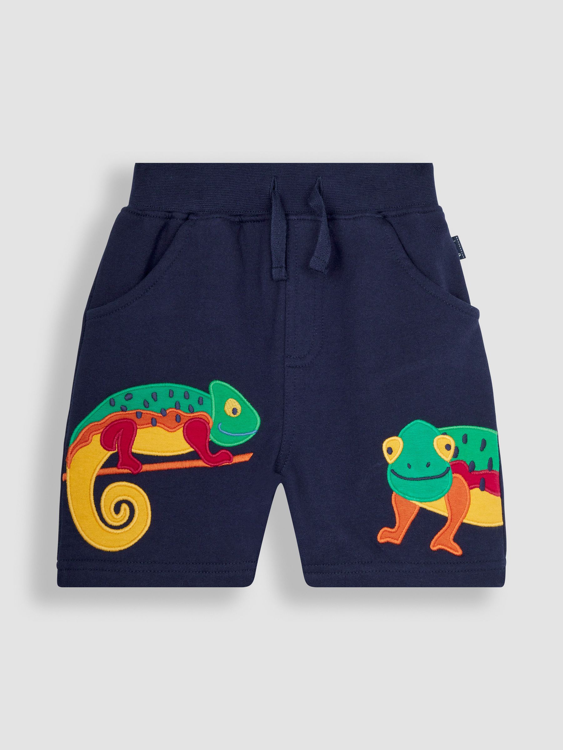 Navy Blue Chameleon Appliqué Pet in Pocket Shorts - Image 2 of 5