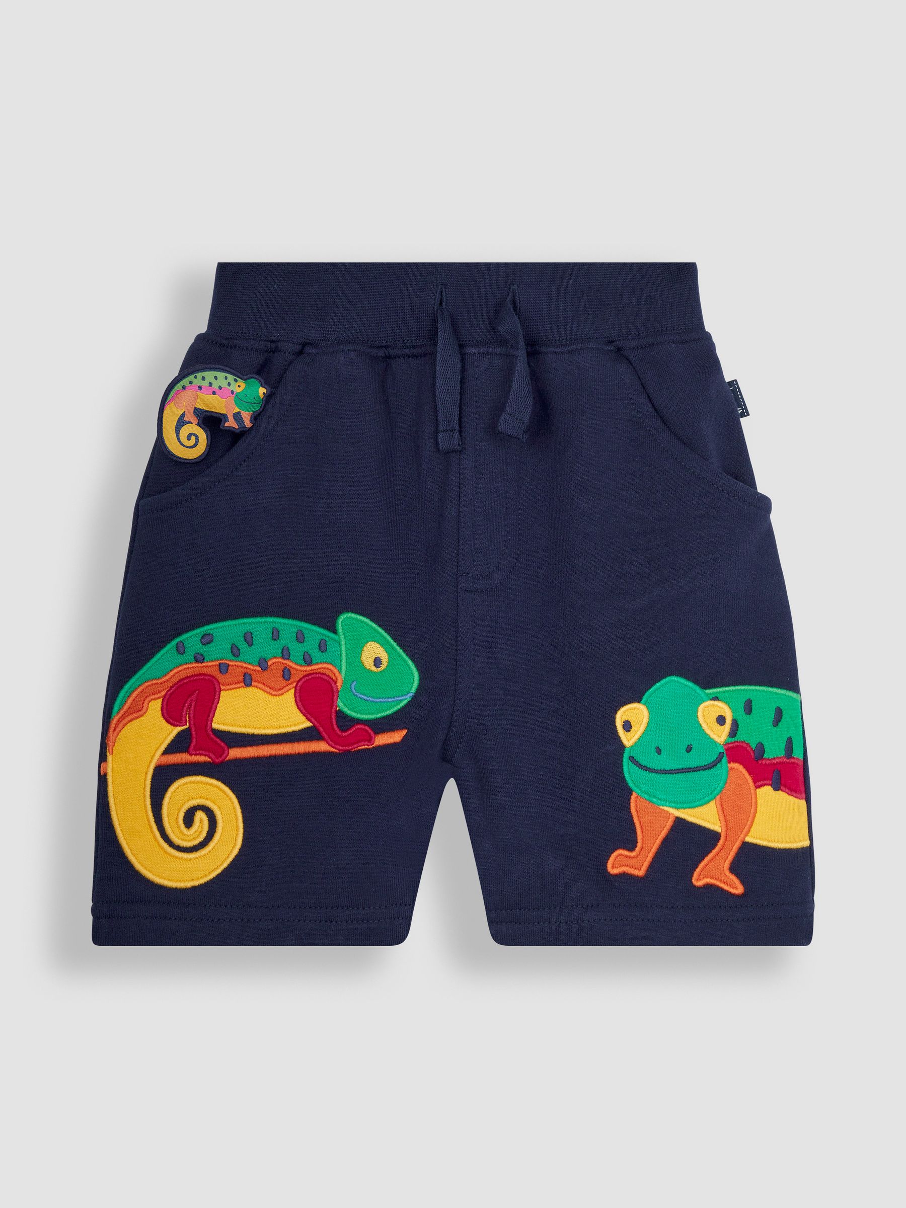 Navy Blue Chameleon Appliqué Pet in Pocket Shorts - Image 3 of 5