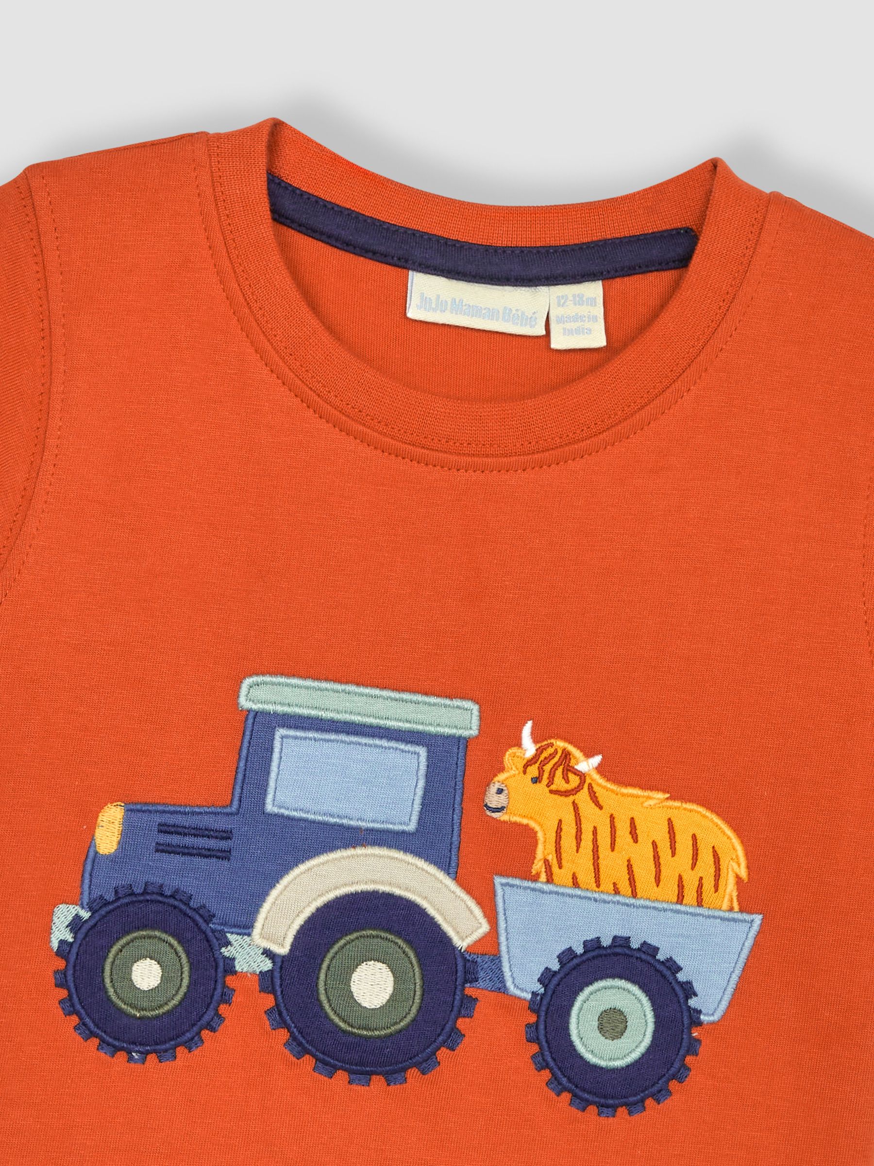 Orange Tractor & Cow Appliqué T-Shirt - Image 2 of 3