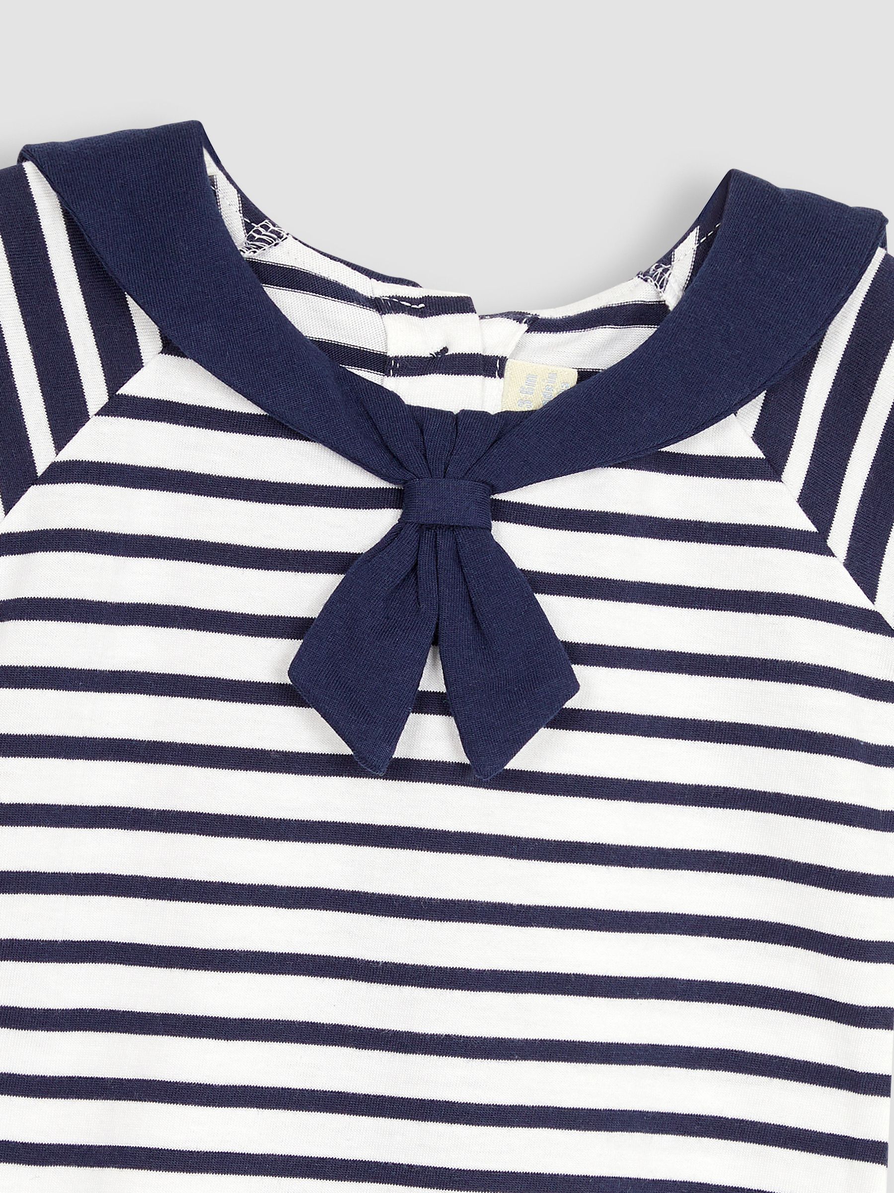 White Navy Stripe Classic Breton Stripe Sailor Romper - Image 3 of 3