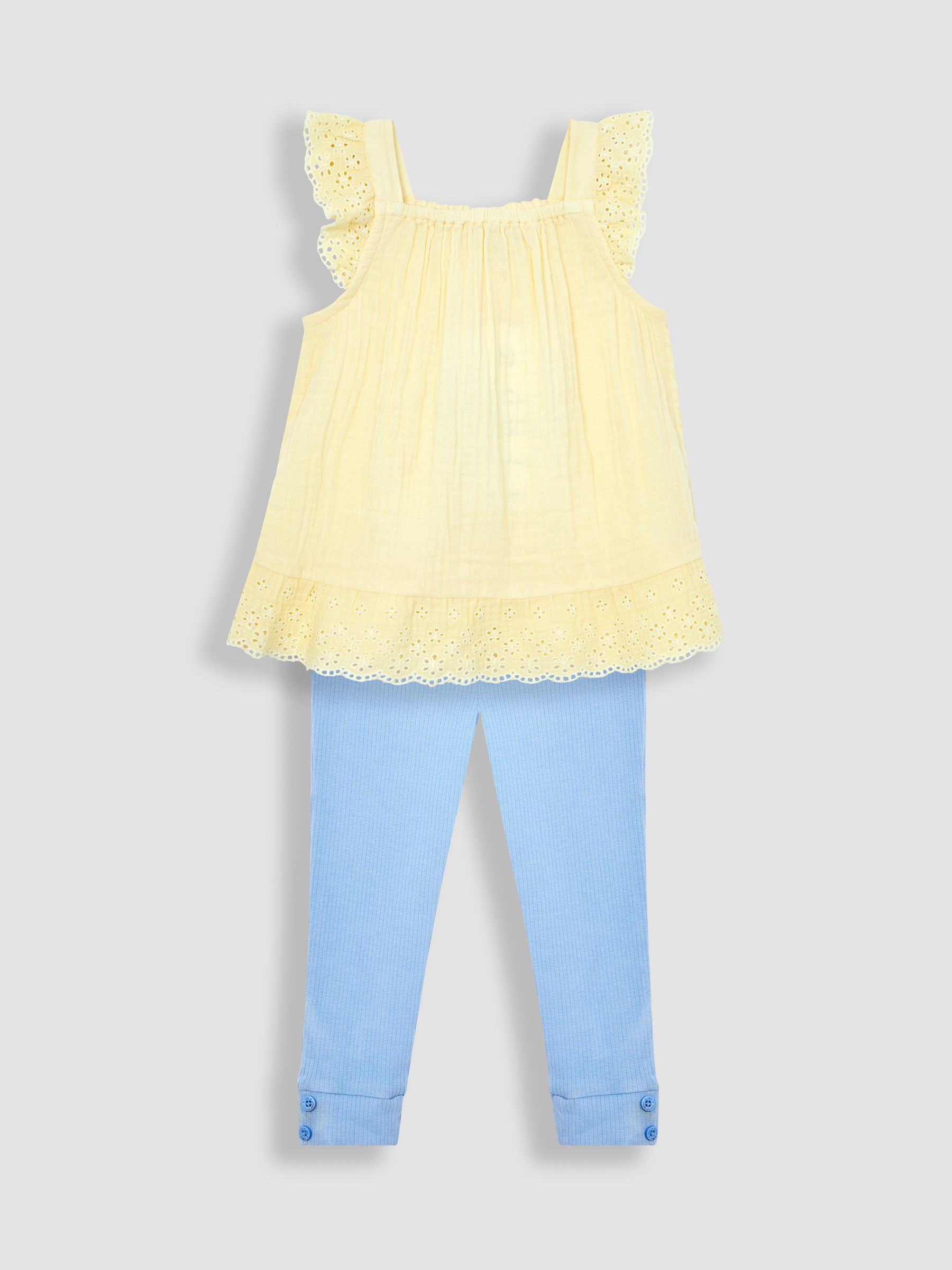 Yellow 2-Piece Broderie Cheesecloth Top & Leggings Set - Image 1 of 5